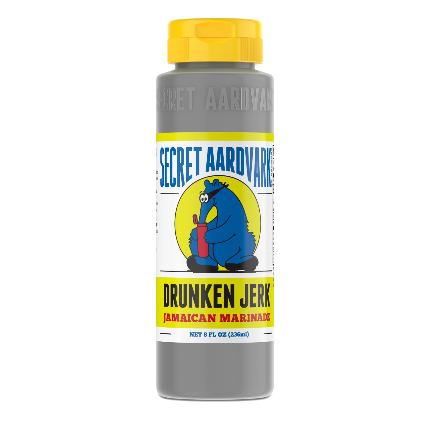 Secret Aardvark Drunken Jerk Hot Sauce - Jamaican Jerk Sauce & Marinade with Habanero Peppers, Non-GMO, Low Carb, Spicy BBQ Sauce - 8 fl oz (1 Pack) - Perfect for Grilling, Marinating Meats & Adding Heat to Dishes