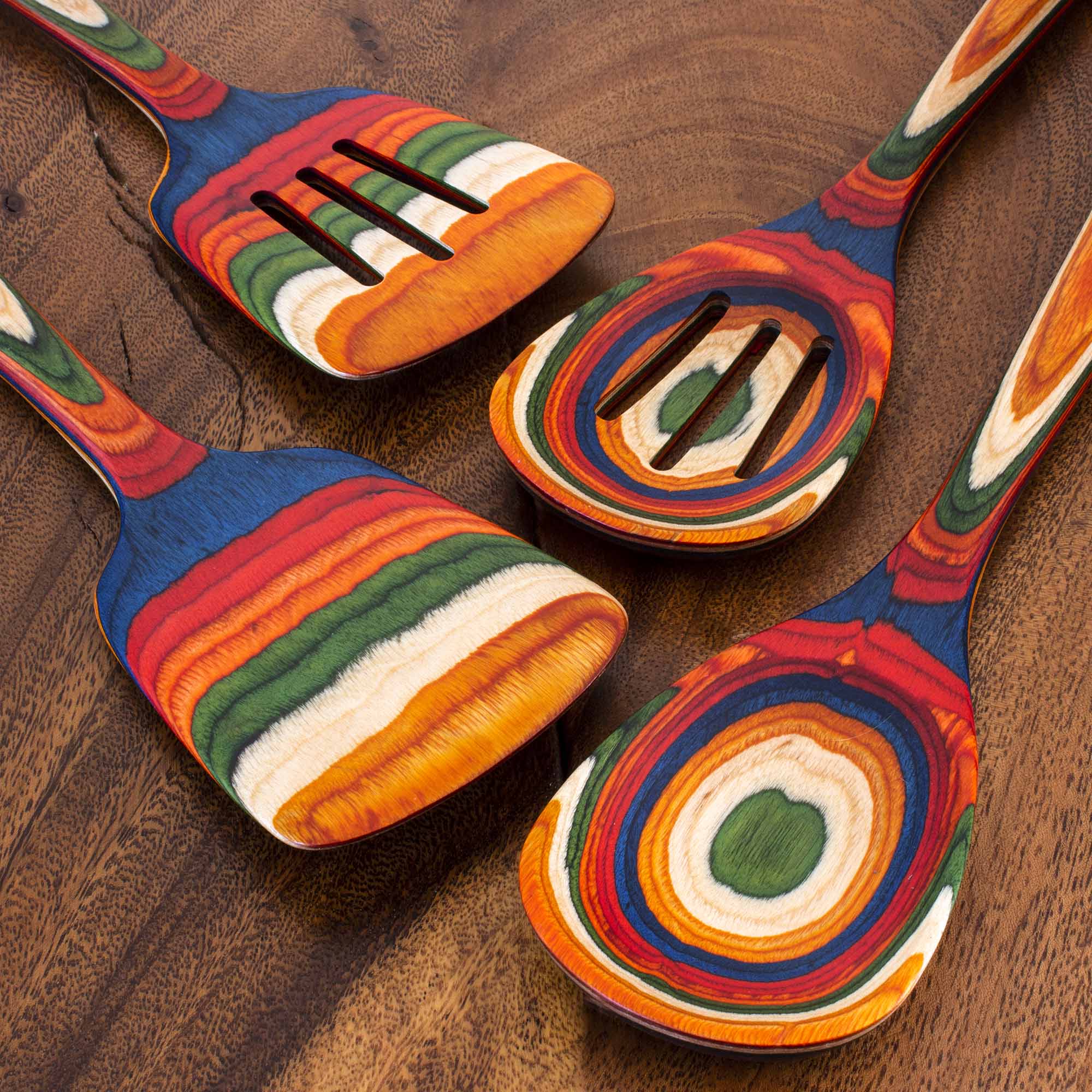 Baltique® Marrakesh Collection 4-Piece Cooking Utensil Set - Wooden Spoons, Spatula & More for Non-Stick Cookware - Perfect for Baking, Frying & Everyday Kitchen Use