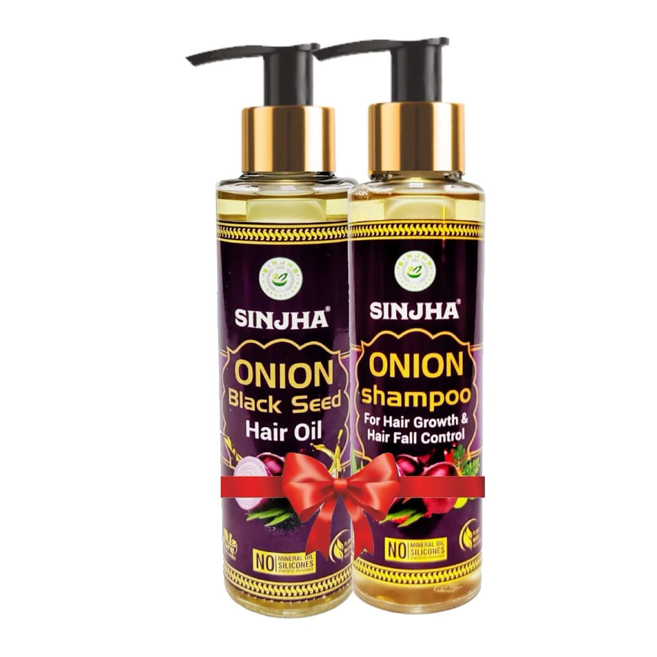 Sinjha Onion Black Seed Hair Oil 100ml with Onion Shampoo - Promotes Hair Growth & Reduces Hair Fall - Natural Hair Care Treatment for Thicker, Stronger Hair - Perfect for Daily Hair Care Routine & Scalp Nourishment