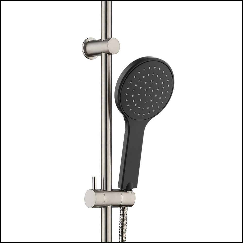 FIENZA Kaya Rail Shower System - Brushed Nickel Finish with Matte Black Shower Head 444109BNB - Perfect for Modern Bathroom Renovations and Spa-Like Shower Experiences