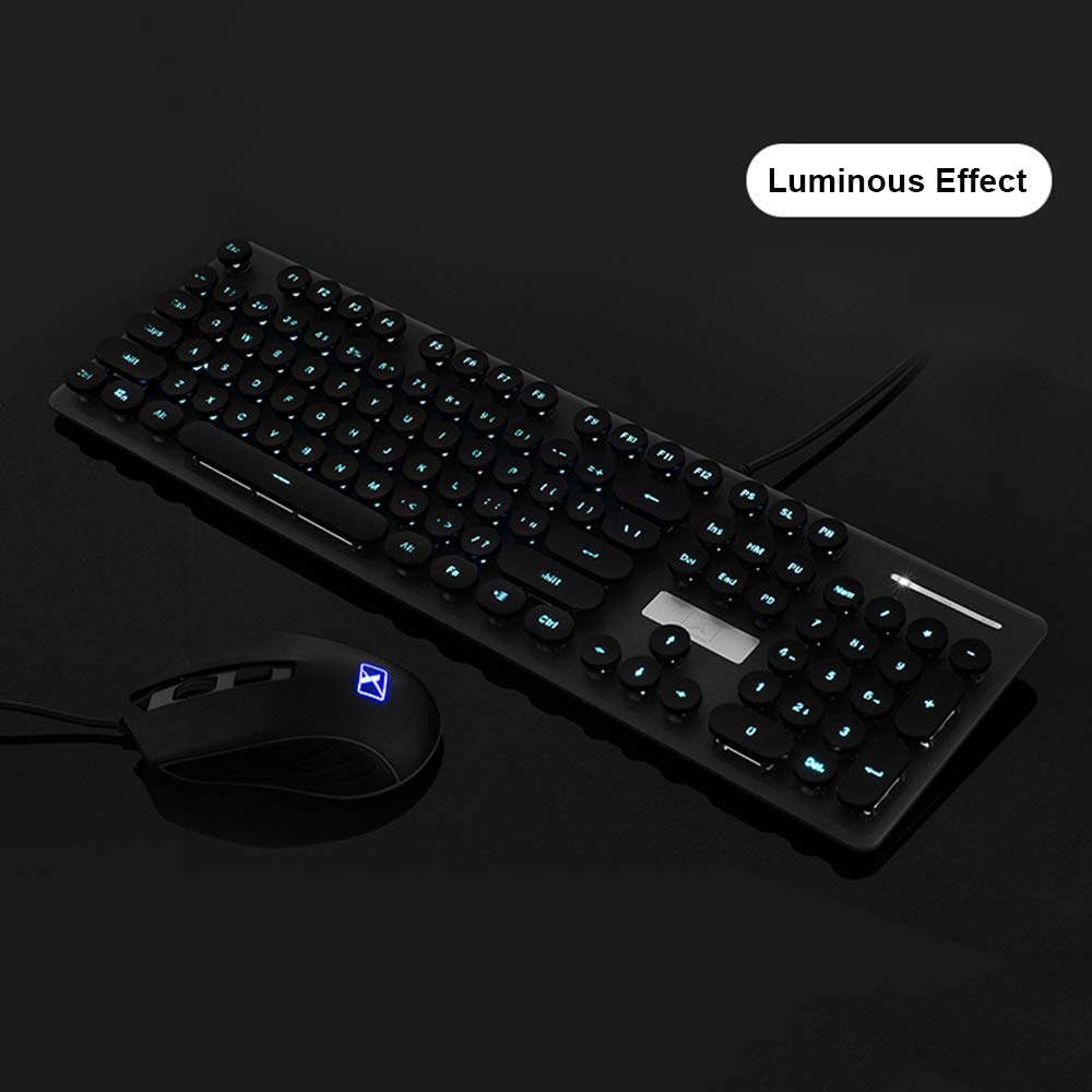 LexonElec Wired USB Gaming Keyboard and Mouse Combo - 104 Key Blue LED Backlit Mechanical Keyboard with Ergonomic Design & 1600DPI Optical Gaming Mouse for PC, Laptop - Perfect for Esports, Streaming, and Office Work (Black/Blue)