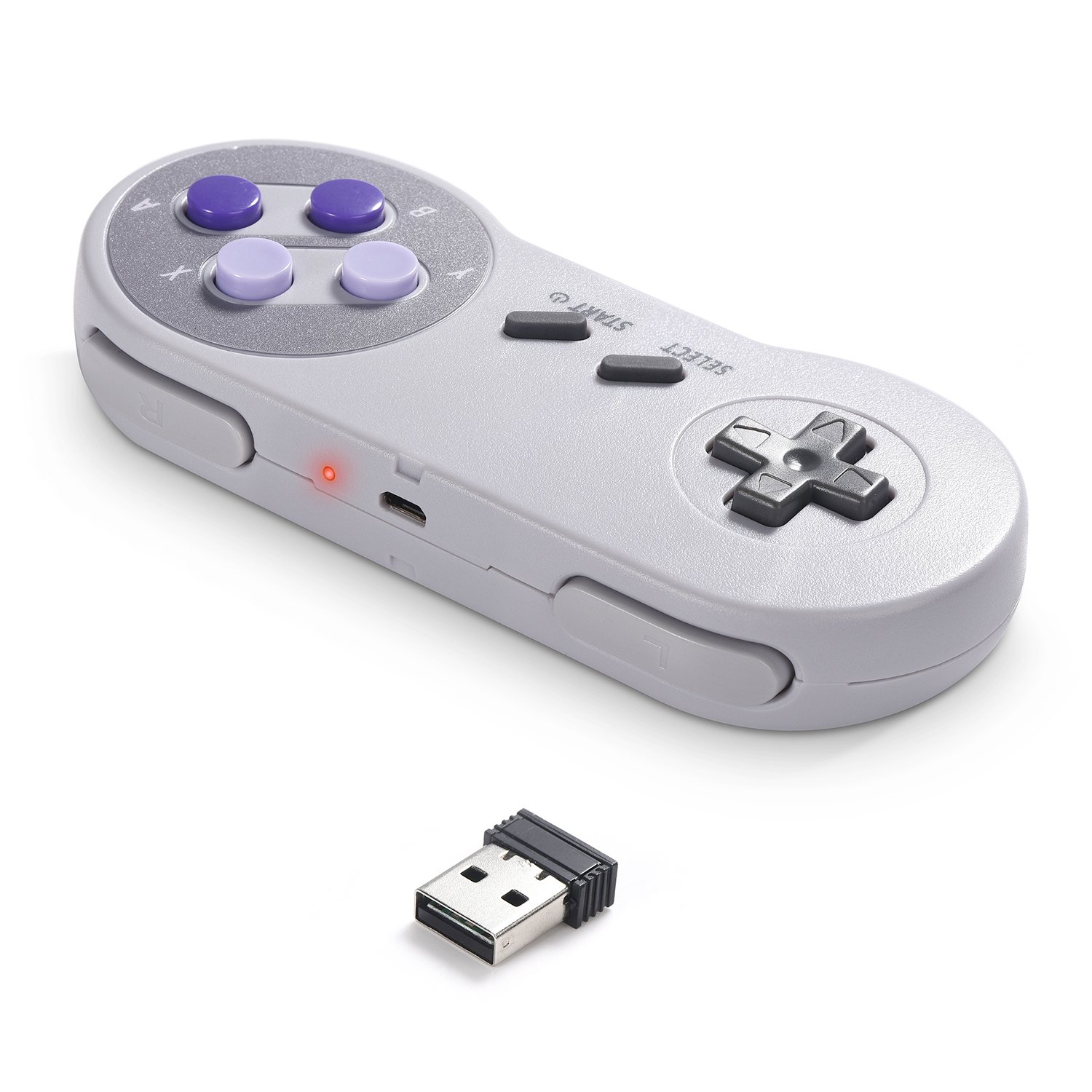 SAFFUN 2 Pack 2.4GHz Wireless USB SNES Controller for PC - Compatible with Windows, Mac, Linux, Raspberry Pi, RetroPie, OpenEmu - Rechargeable Plug & Play Gamepad for Retro Gaming & Emulation - Perfect for Classic SNES Games on Modern Systems