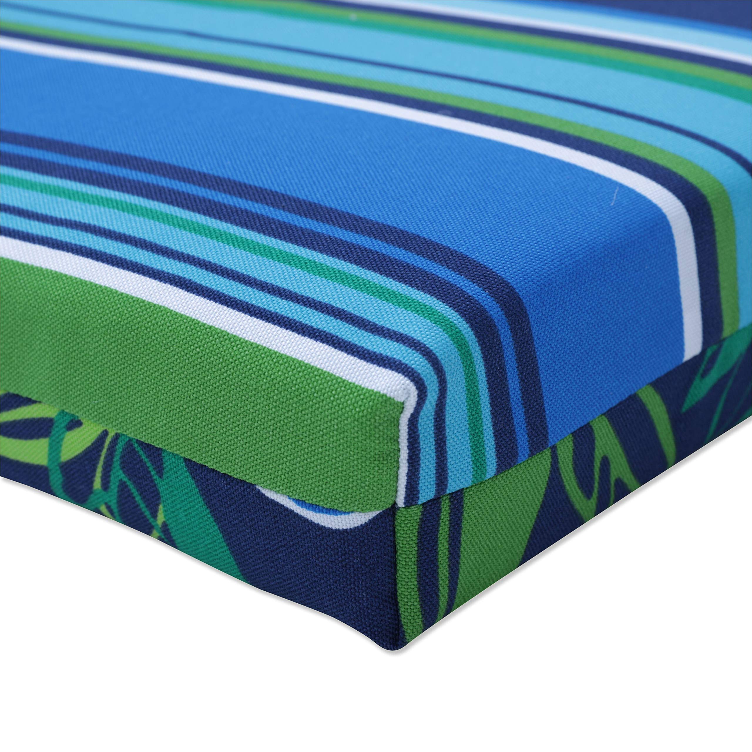 **Pillow Perfect Reversible Floral Stripe Chaise Lounge Cushion - Indoor/Outdoor Use, Plush Fiber Fill, Weather & Fade Resistant, 80