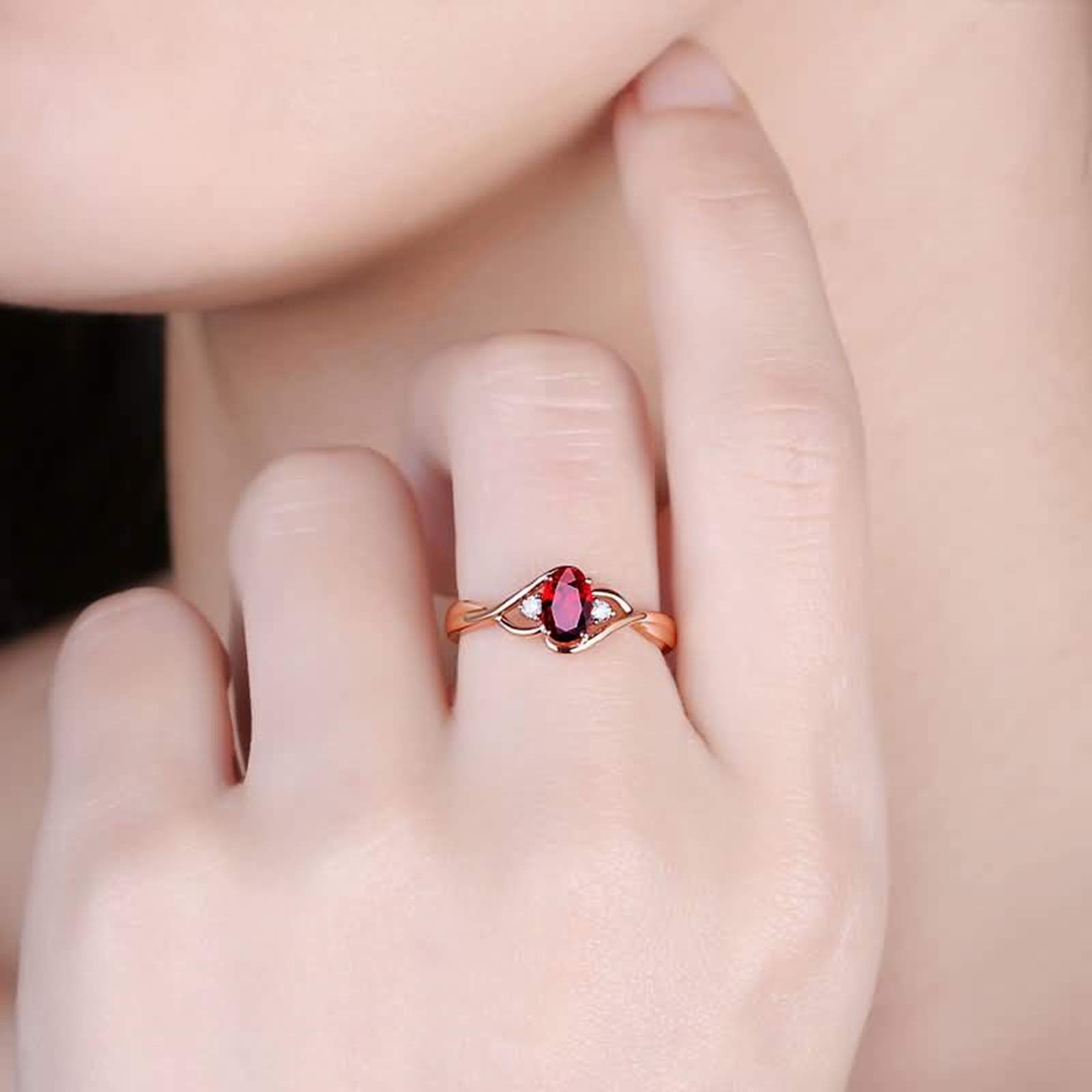 18ct Rose Gold Wedding Ring for Women - 0.5ct Oval Ruby Engagement Ring with Infinity Design | Elegant Ladies Wedding Band Jewelry for Anniversary, Proposal & Special Occasions