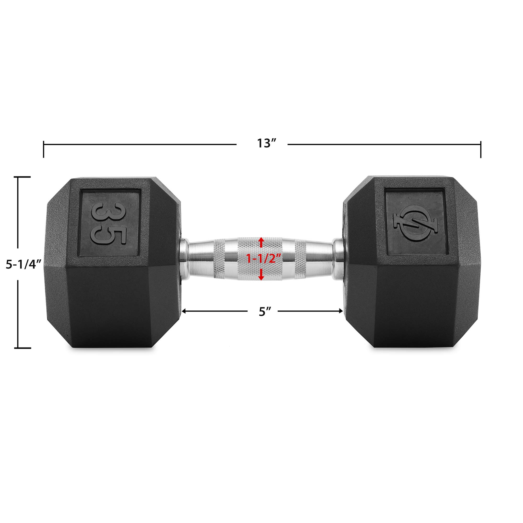 Philosophy Gym Rubber Coated Hex Dumbbell Set - Pair of Durable Workout Weights for Strength Training, Home Gym & Fitness
