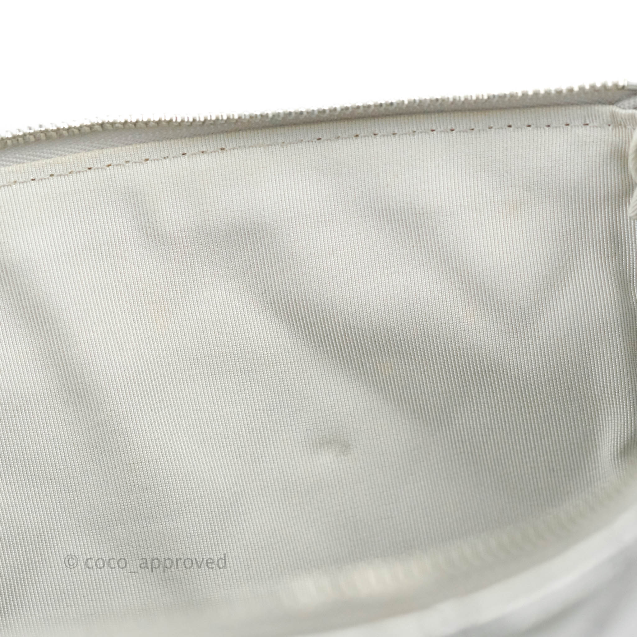 Chanel Caviar Quilted Large Cosmetic Case in Metallic Silver with Charms - Luxury Makeup Bag for Travel & Everyday Use