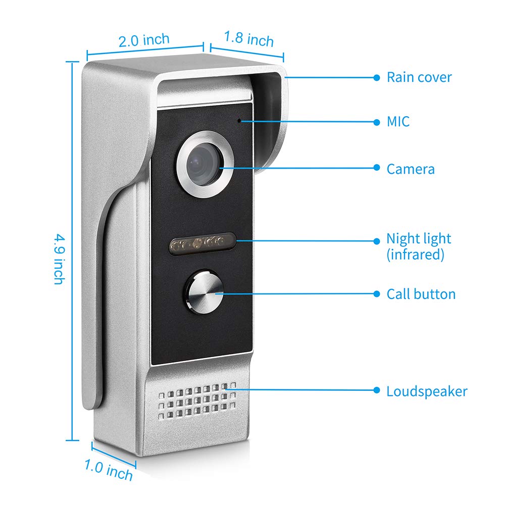 4.3 Inch Touch Screen Video Door Phone System - Wired Video Intercom Doorbell Kit with IR Night Vision Camera & 2 Telephone Style Doorphones | Home Security & Smart Access Control for Apartments, Villas, and Gated Communities