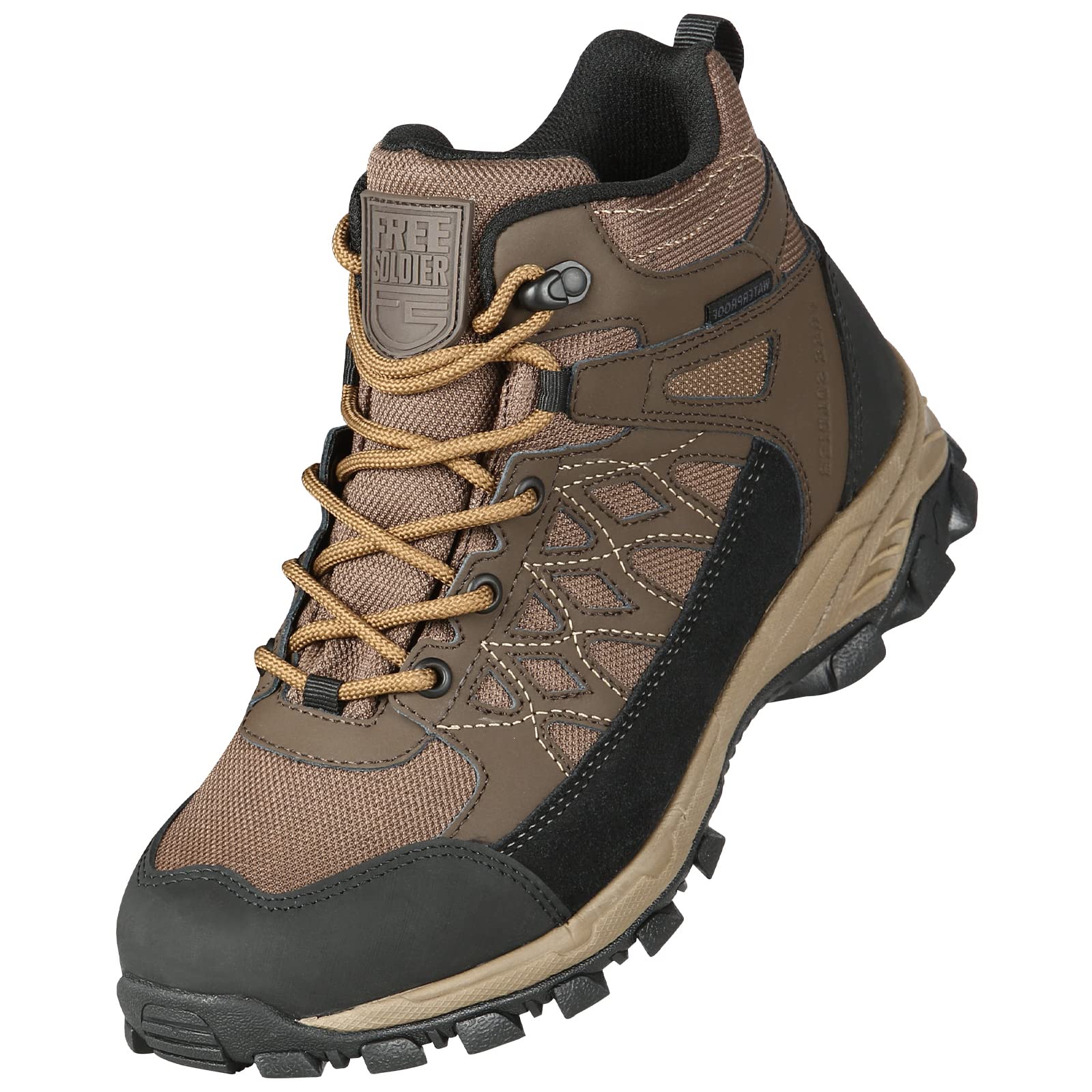 FREE SOLDIER Men's Hiking Boots - Lightweight Waterproof Ankle Boots for Outdoor Trekking & Hiking | Durable Traction for Mountain Climbing & Camping Adventures