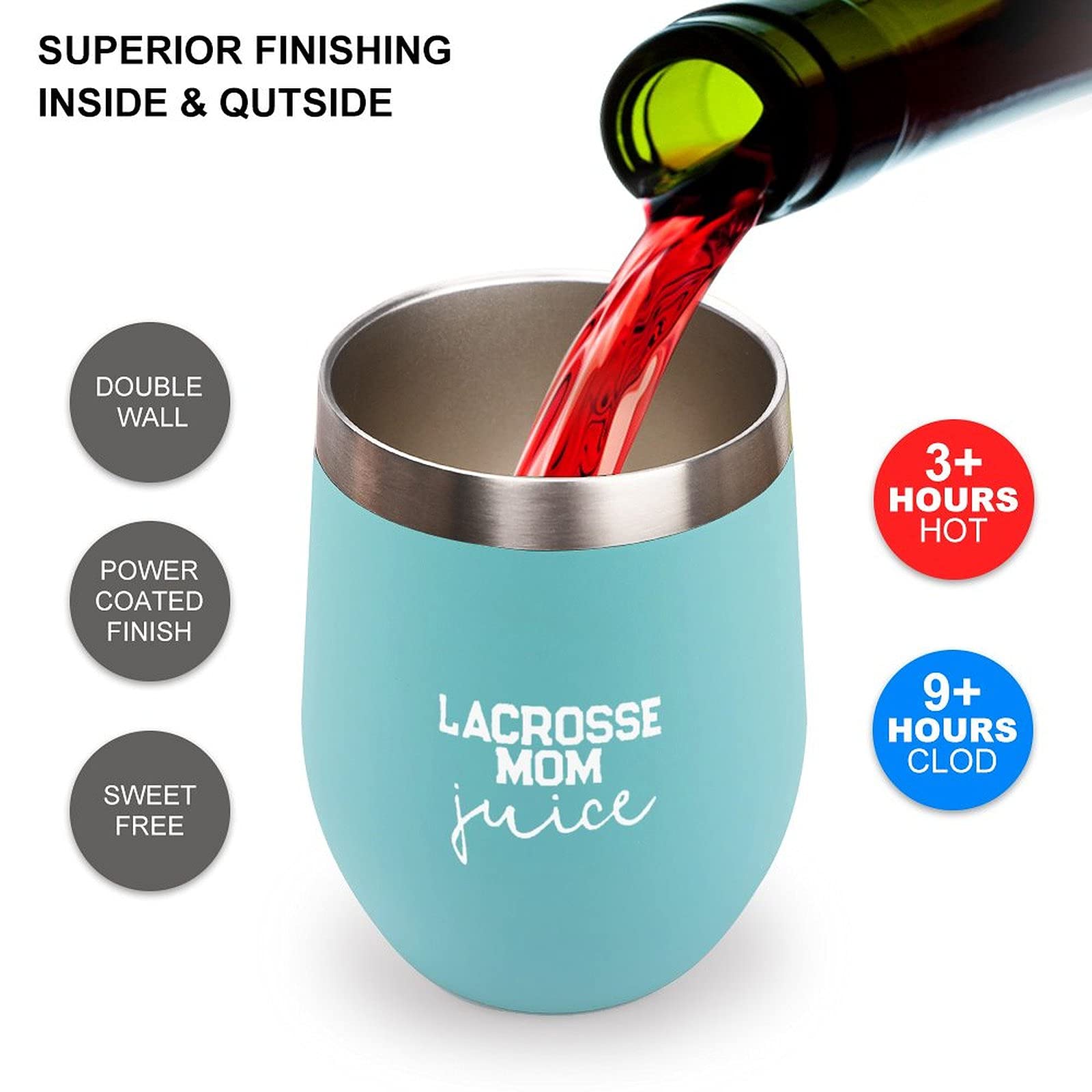 Funny Lacrosse Mom Coffee Mug - 12oz Insulated Tumbler with Lid - Perfect Lacrosse Mom Birthday Gift for Women & Men - Great for Games, Practice & Team Events