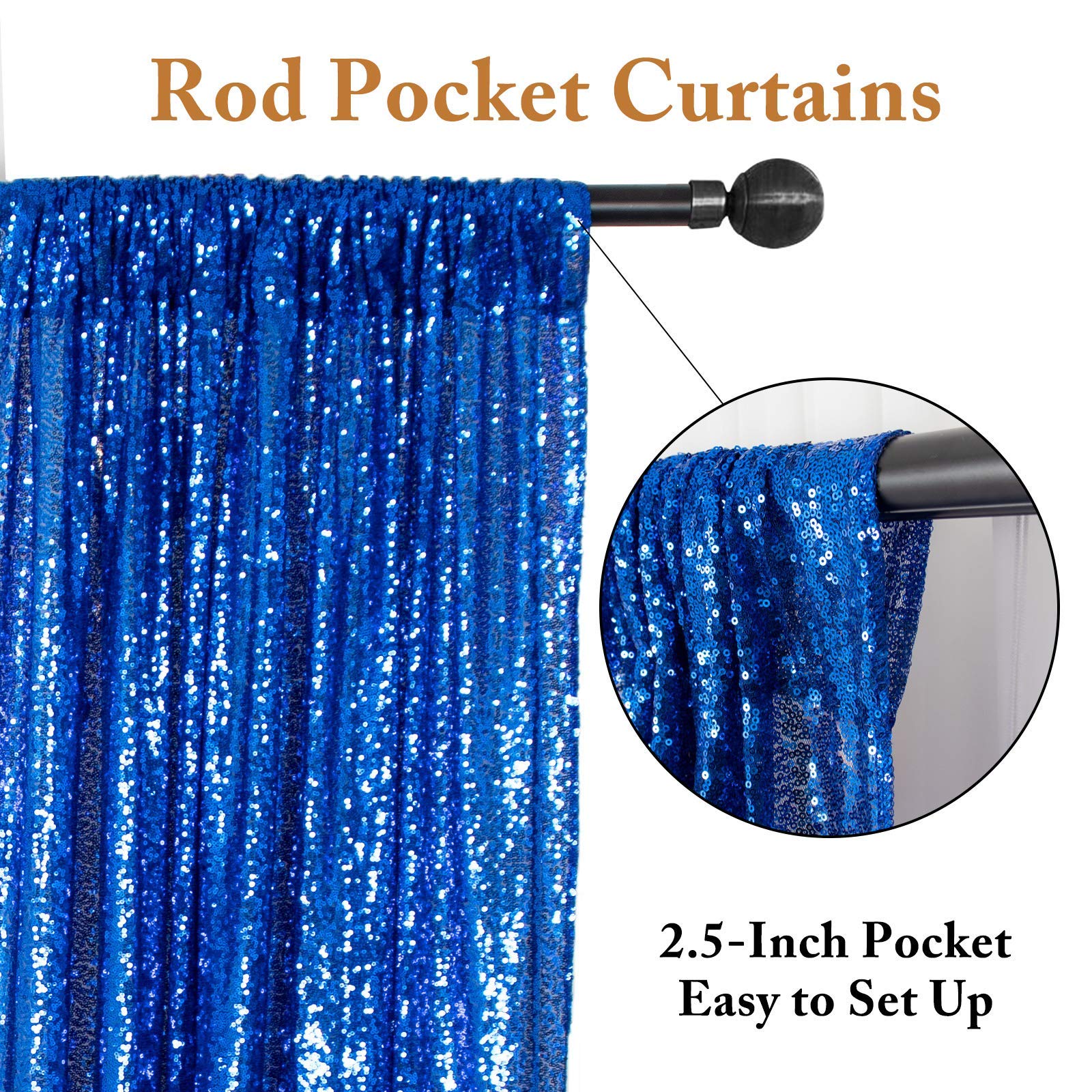 ShinyBeauty 7x7 Feet Royal Blue Sequin Backdrop Curtain - Sparkling Photography Background for Birthday Party, Wedding, Baby Shower & Event Decor