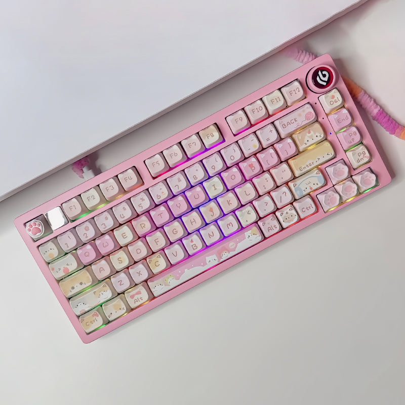 ACGAM x Maorbeng Meow Squad MAO Profile 141-Key Custom Mechanical Keyboard Keycap Set - Perfect for Gaming, Typing & Custom PC Builds