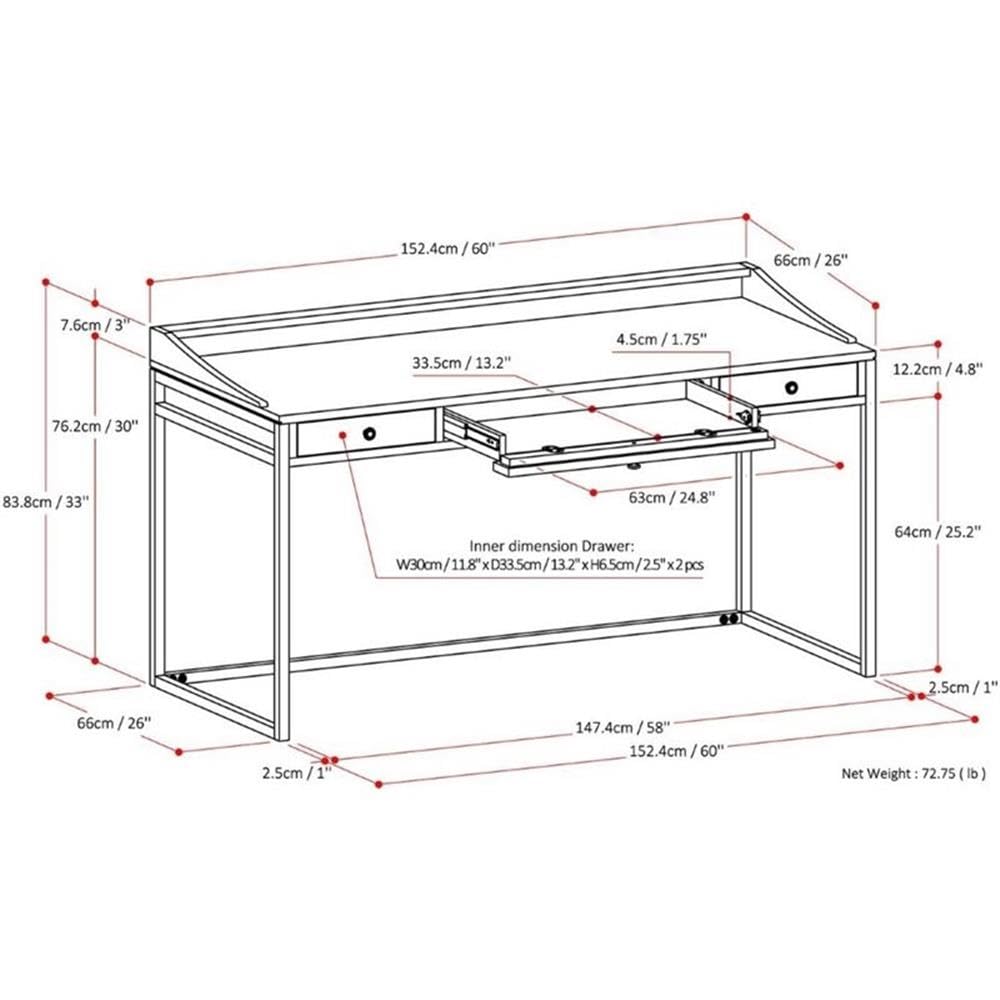 Solid Wood Computer Desk 60