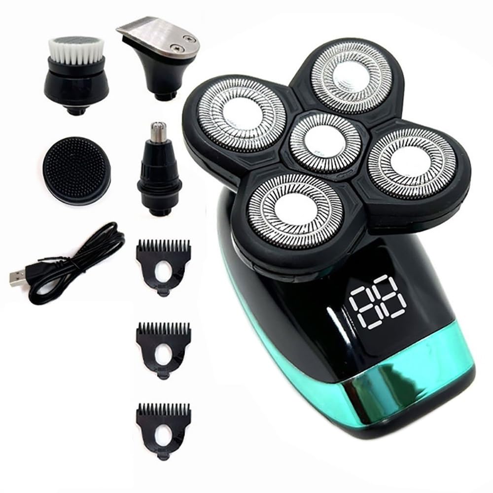 5-in-1 Electric Head Shaver for Bald Men - Rechargeable Wet/Dry Waterproof Beard Trimmer with Fast Charging | Perfect for Travel, Gym & Daily Grooming