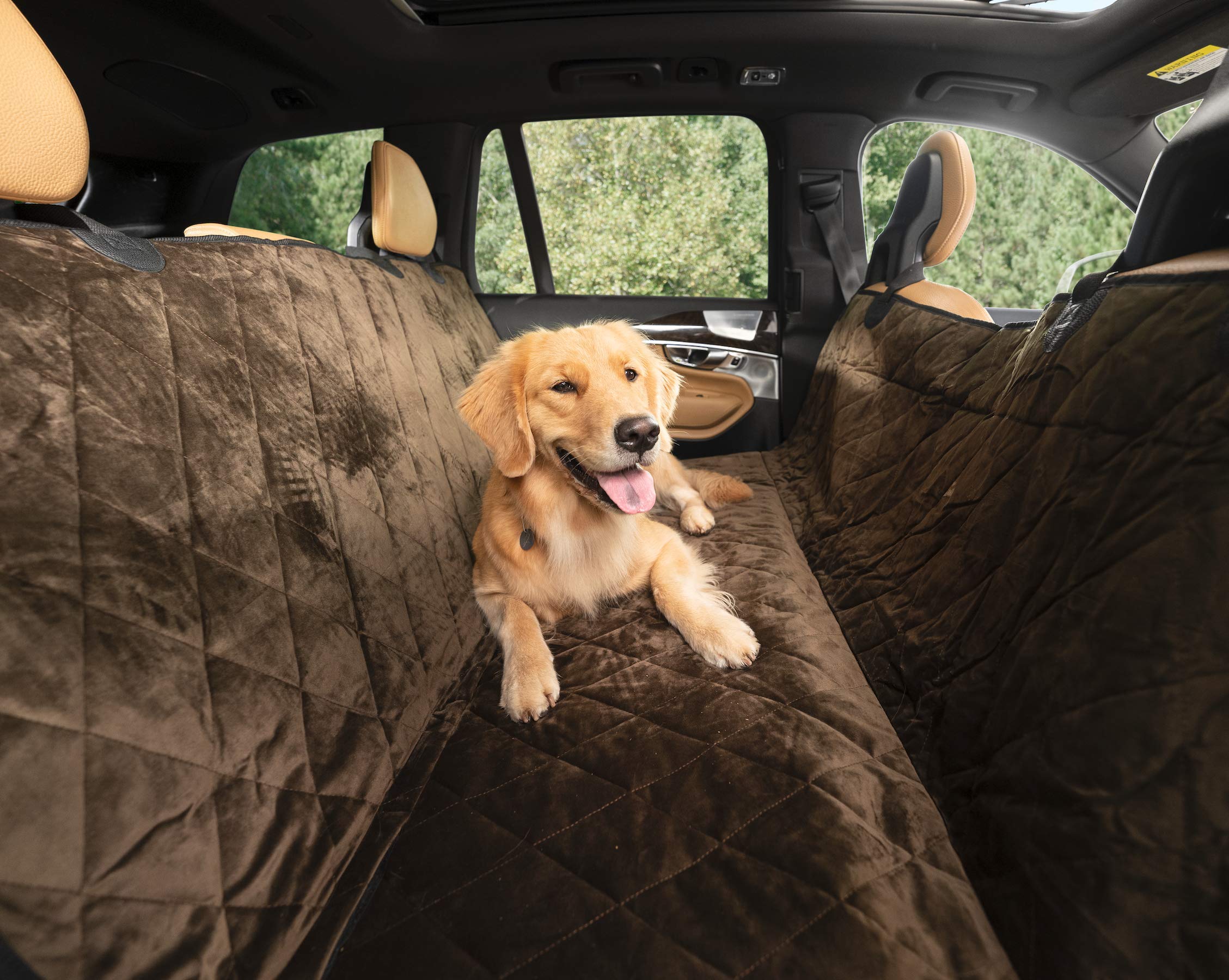 Plush Paws Velvet Rear Car Seat Protector with Hammock - Washable & Waterproof Dog Seat Cover for Cars, Trucks & SUVs - Non-Slip, Tear-Resistant Pet Car Seat Protector - X-Large Chocolate | Perfect for Road Trips, Daily Commutes & Pet Transportation