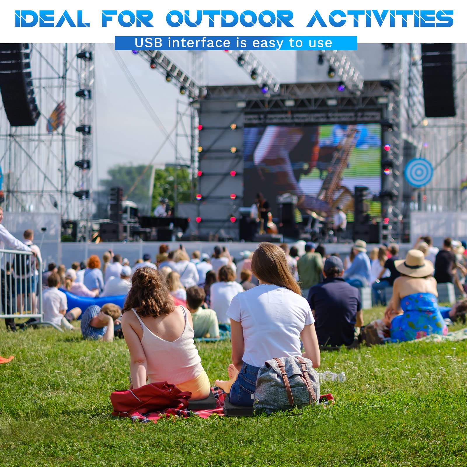 4 Pack Stadium Seat Cushion with Handle - Portable Bleacher Cushion for Sports Events, Outdoor Concerts, Camping & Hiking - Waterproof Padded Seat for Chairs, Beaches, Fishing & Picnics (Black) - Perfect for Football Games, Baseball Matches, Park Outings and Tailgating
