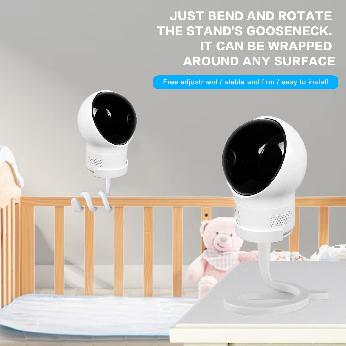 Eufy Spaceview Baby Monitor Mount - Secure Holder for Spaceview Pro & Spaceview S Cameras | No-Drill Nursery Crib Mounting Bracket | Perfect for Cot Shelves & Furniture | Ideal for Baby Safety Monitoring in Nurseries & Bedrooms