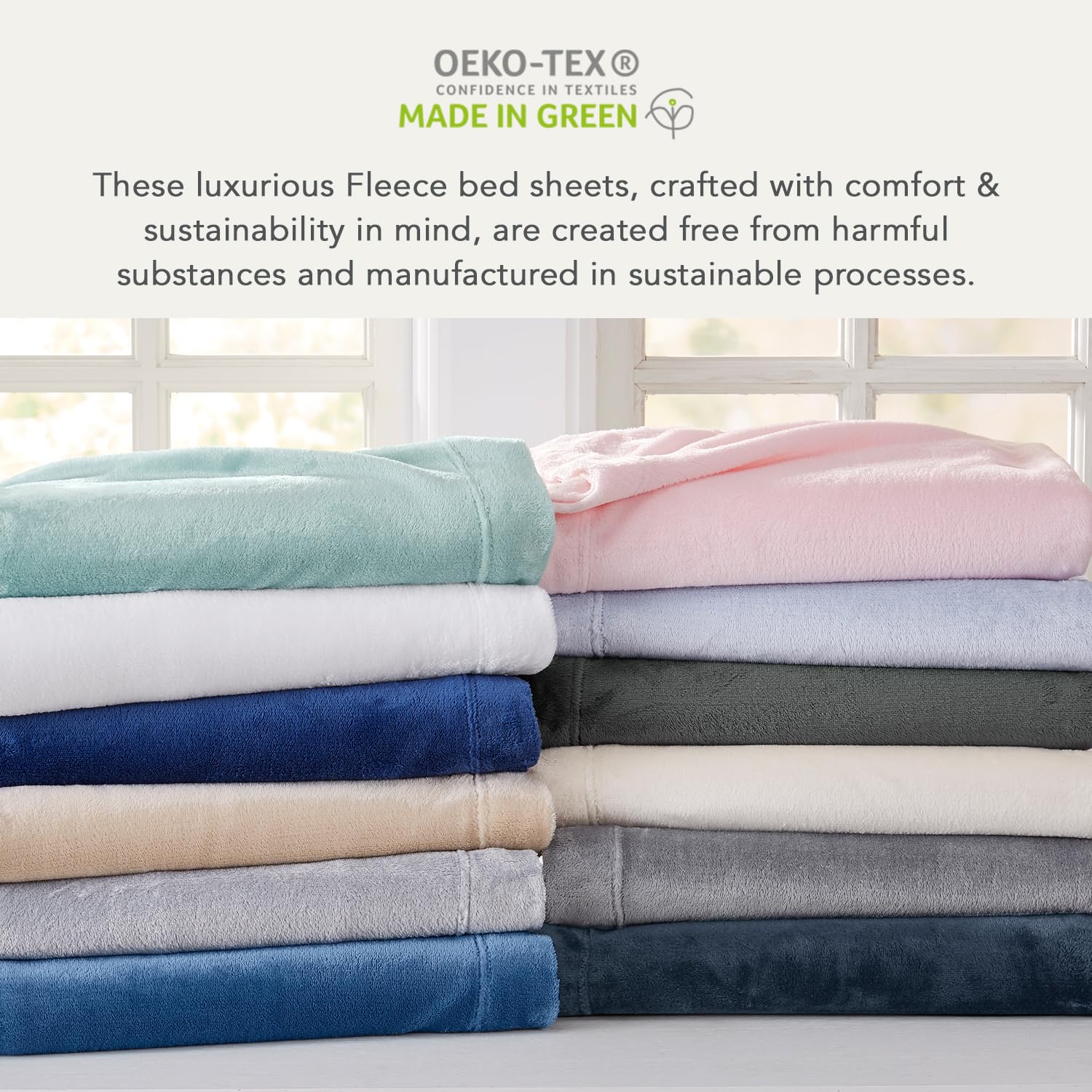NY Loft Ultra Soft Micro Fleece Sheets Set - King Size with 18