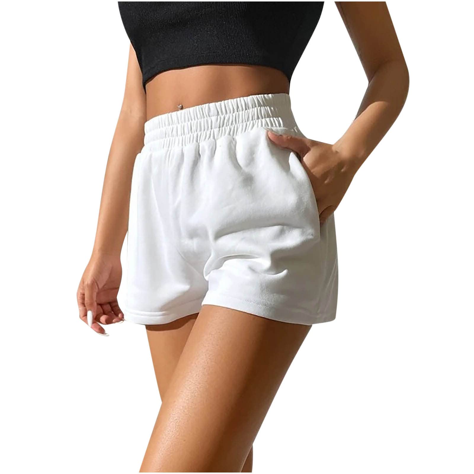 YZHM Women's High Waisted Sweat Shorts - Summer Casual Athletic Shorts with Pockets for Gym, Running & Lounge Wear | Comfortable Workout Shorts for Women