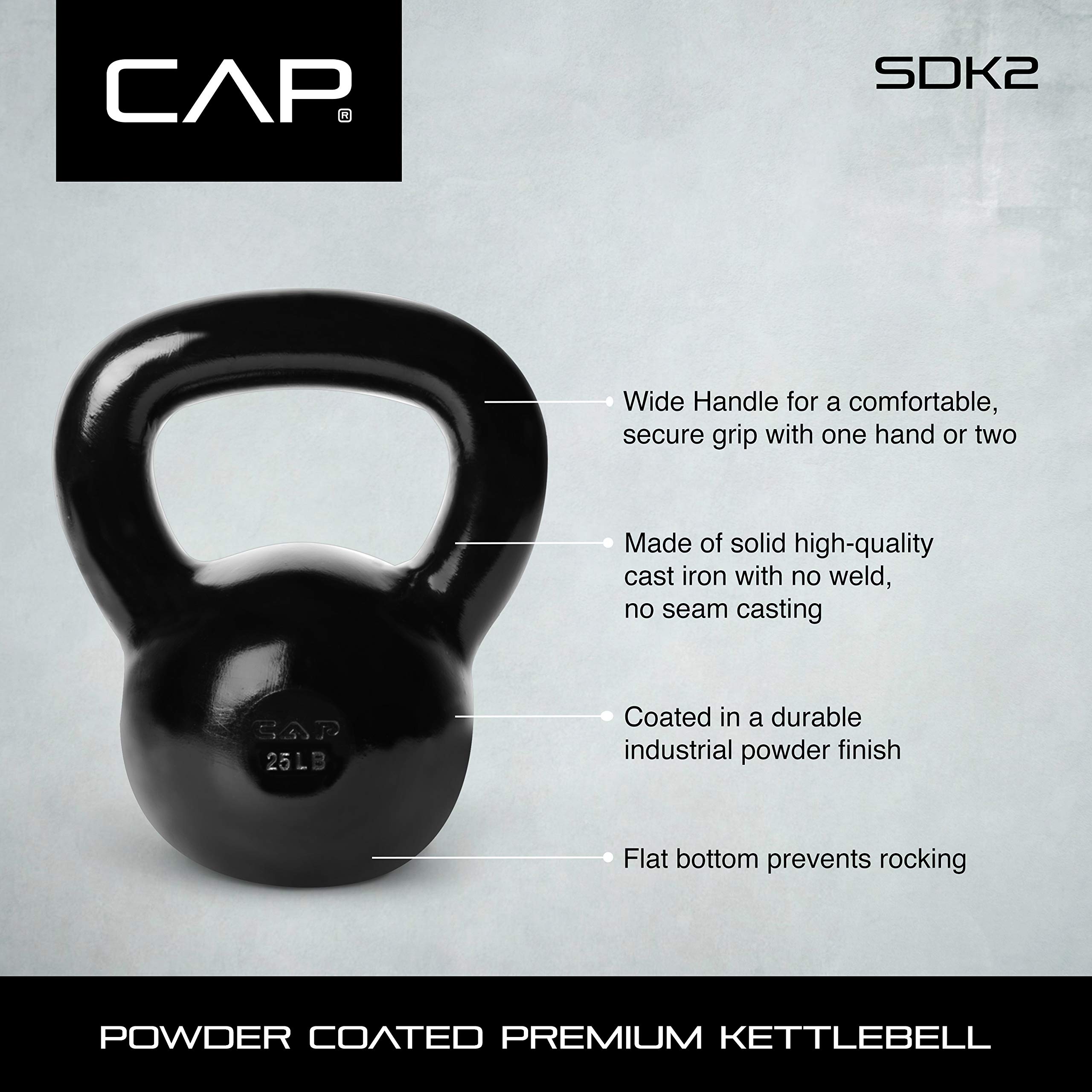 Premium Cap Barbell Enamel Coated Cast Iron Kettlebell - Home Gym Equipment for Strength Training, CrossFit, HIIT & Functional Fitness Workouts