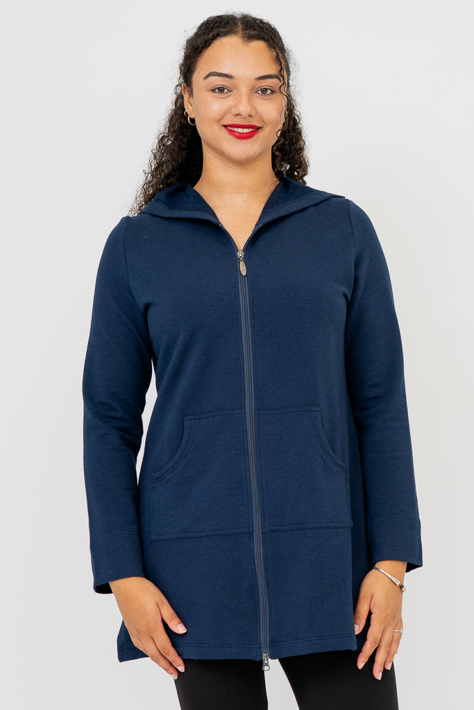 Cortes Jacket - Indigo Blue Bamboo Fleece Jacket for Men & Women | Eco-Friendly Outdoor Wear for Hiking, Camping & Casual Style