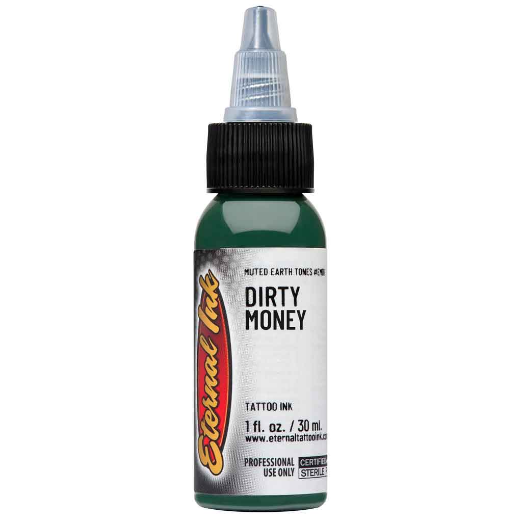 Dirty Money Eternal Ink - 1 oz Tattoo Ink for Professional Artists | Perfect for Black & Grey Realism Tattoos