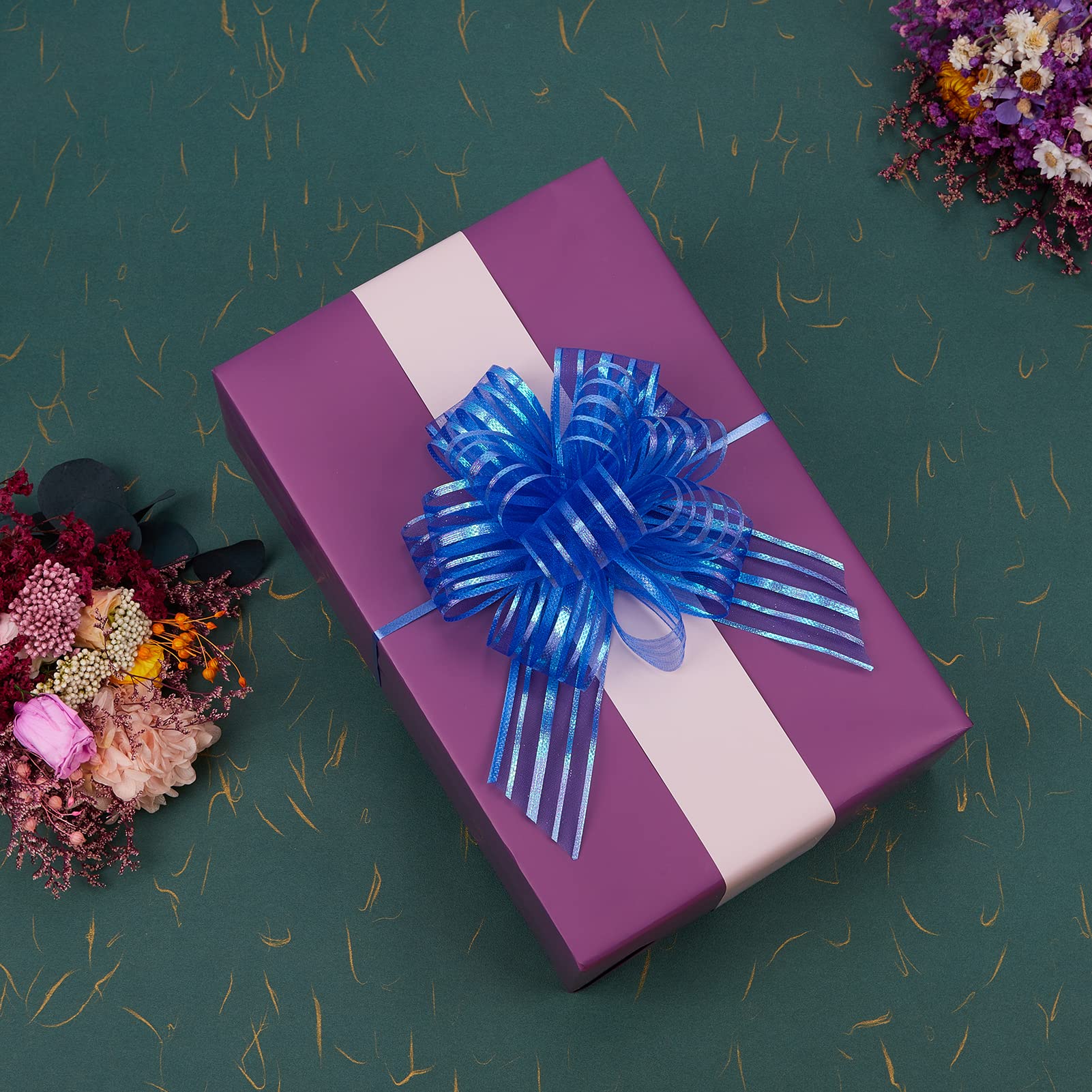 10pcs Royal Blue Big Bows for Gift Wrapping - Party Decor, Car Decoration, Gift Baskets, Birthday & Flower Arrangements - Premium Pull Bows for All Occasions