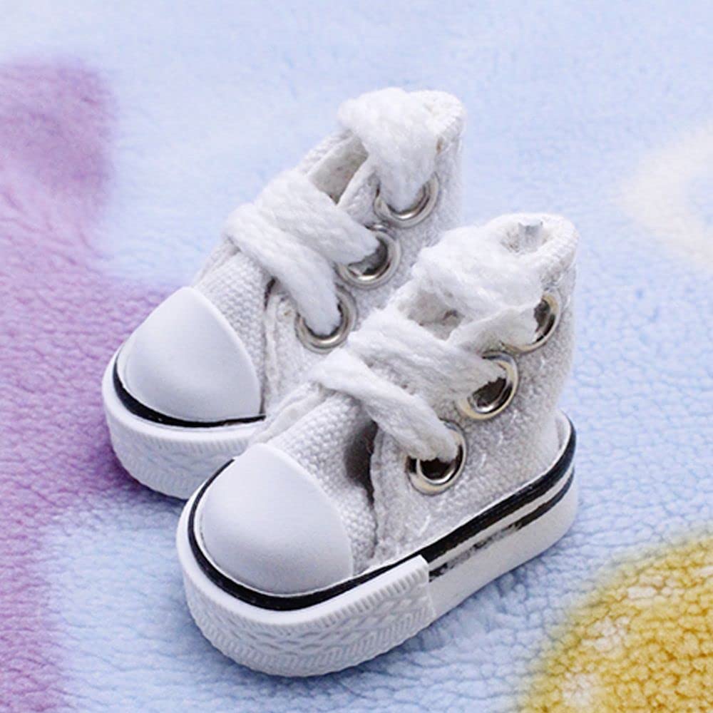 Fashionable BJD Doll Canvas Shoes - White Mini Sneakers & Boots for BJD Dolls | Casual Doll Accessories for Photography, Collecting & Play