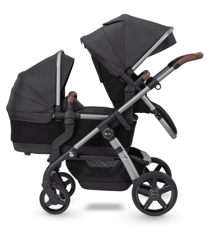 Silver Cross Wave 2022 Luxury Double Stroller for Twins - Lightweight Compact Foldable Design Perfect for Travel, Shopping & Daily Use