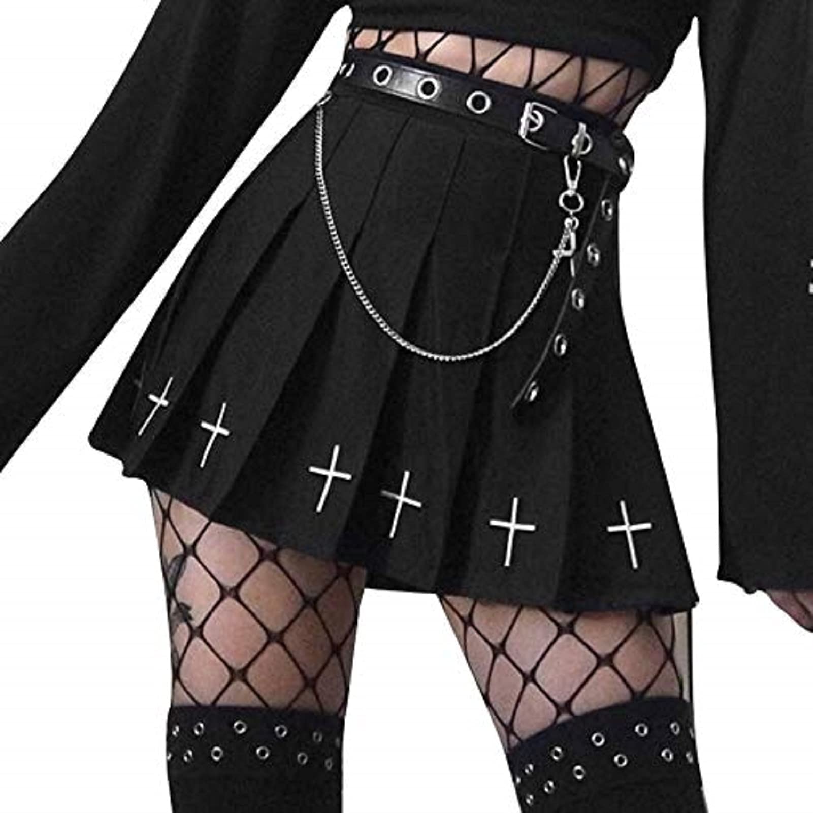 Women's Pleated High Waist Mini Skirt - A-Line Flared Gothic Plaid Ruffle Short Skirt for Casual Outfits, Party Wear & Vintage Fashion