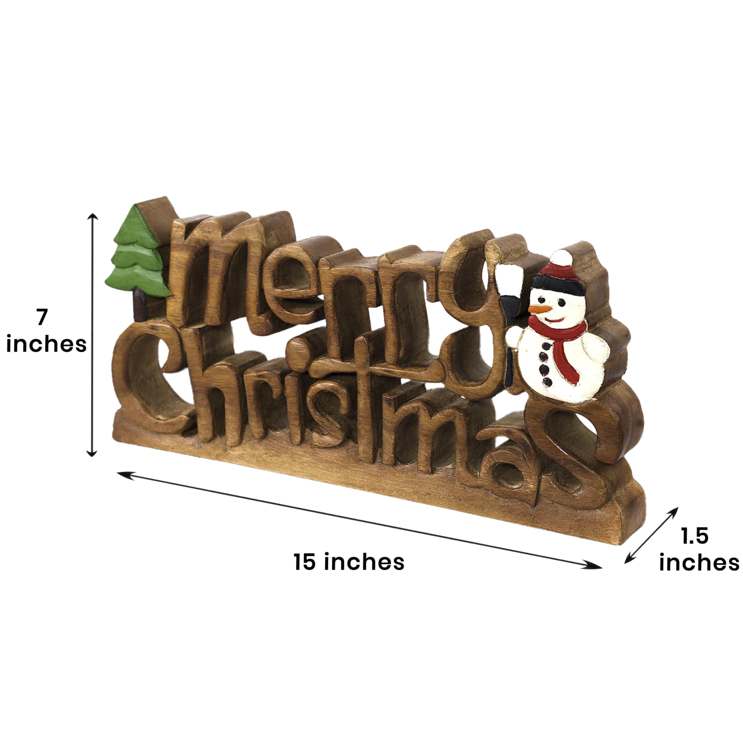 Handcrafted Merry Christmas Centerpiece - Solid Wood Holiday Decor for Living Room, Dining Table, Farmhouse & Coffee Table | Perfect Christmas Gift & Housewarming Present for Festive Home Decor