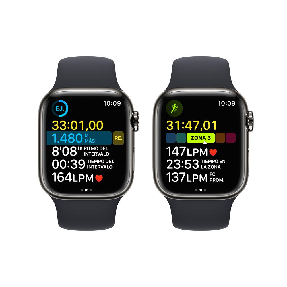 Apple Watch Series 8 (GPS + Cellular) 41mm Graphite Stainless Steel Case with Midnight Sport Band - Perfect for Fitness Tracking, Calls & Smart Notifications