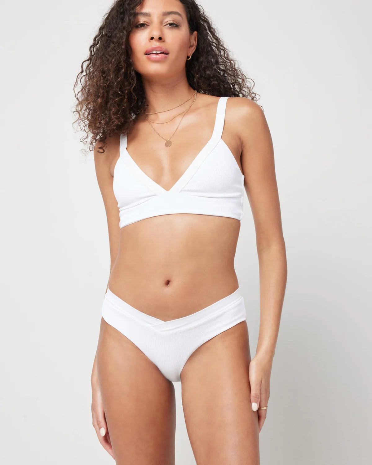L*Space Women's Pratt Ribbed Bikini Bottom - Classic White | High Waisted Swimwear for Beach & Pool | Perfect for Summer Vacation & Tropical Getaways