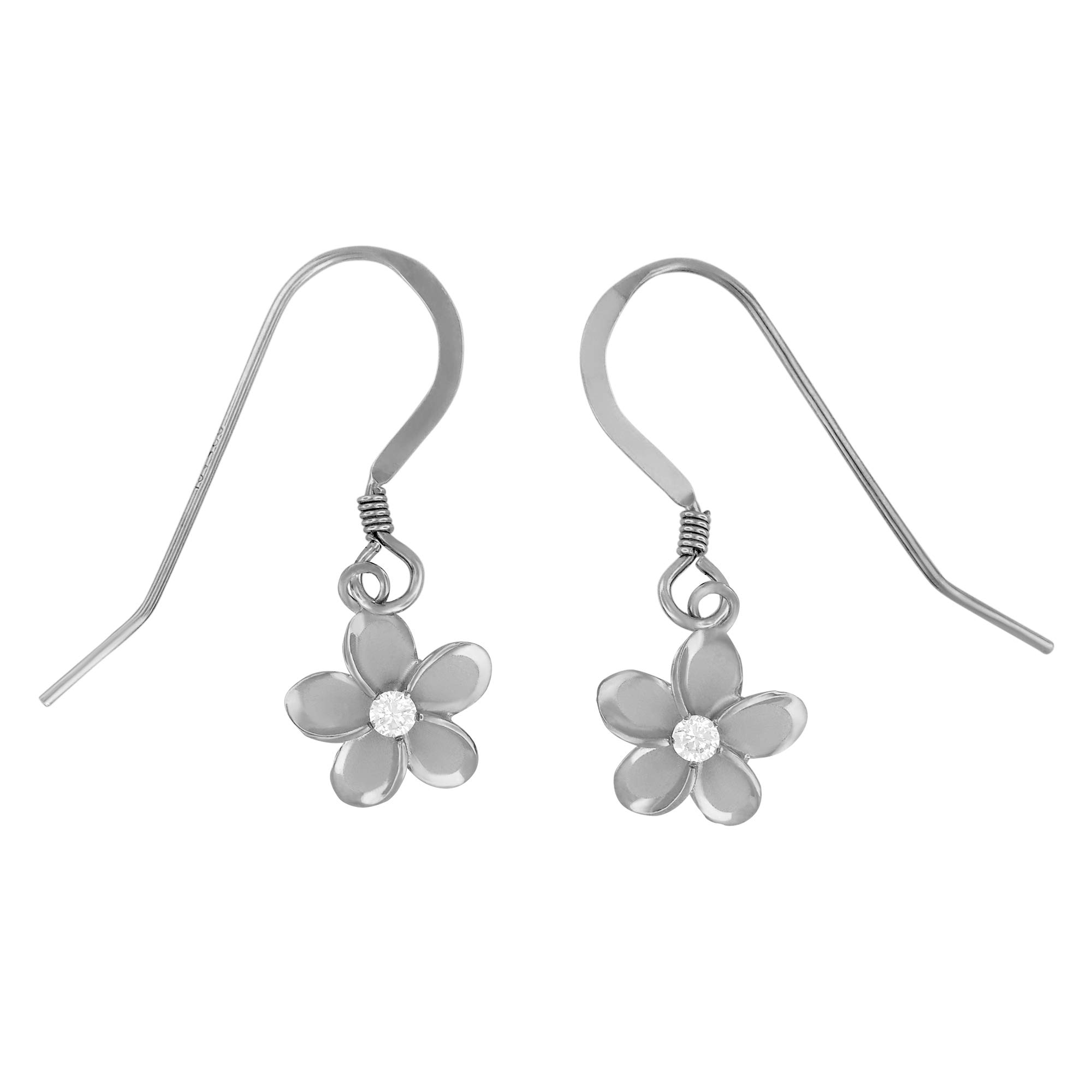 Sterling Silver 9mm Plumeria Dangle Earrings for Women - Hawaiian Flower Jewelry - Perfect for Beach Vacations, Summer Parties & Boho Fashion