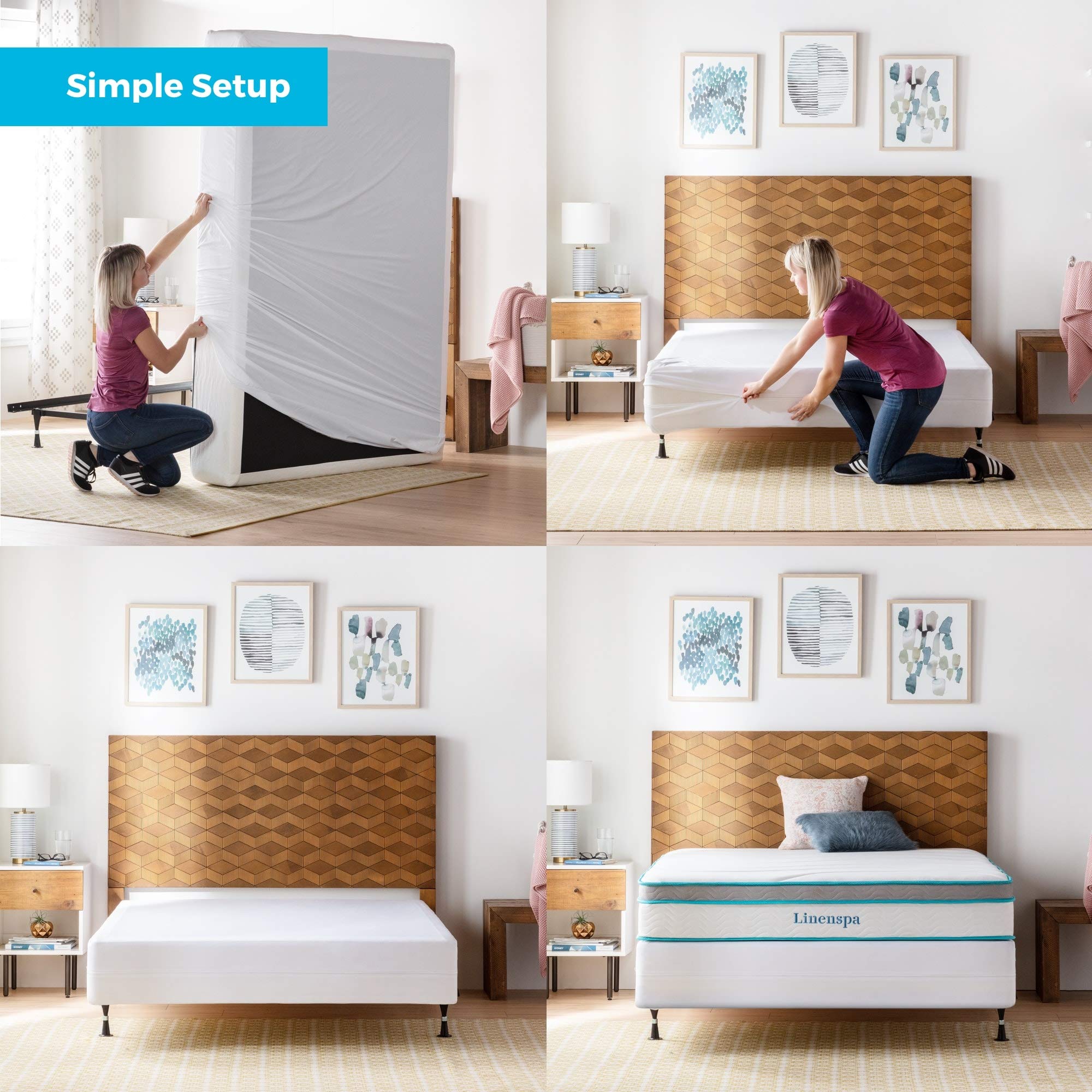Linenspa Full Size Box Spring Encasement - Waterproof Mattress Protector with Zipper for Complete Bed Bug & Dust Mite Protection - Ideal for Allergy Sufferers & Home Use (White)