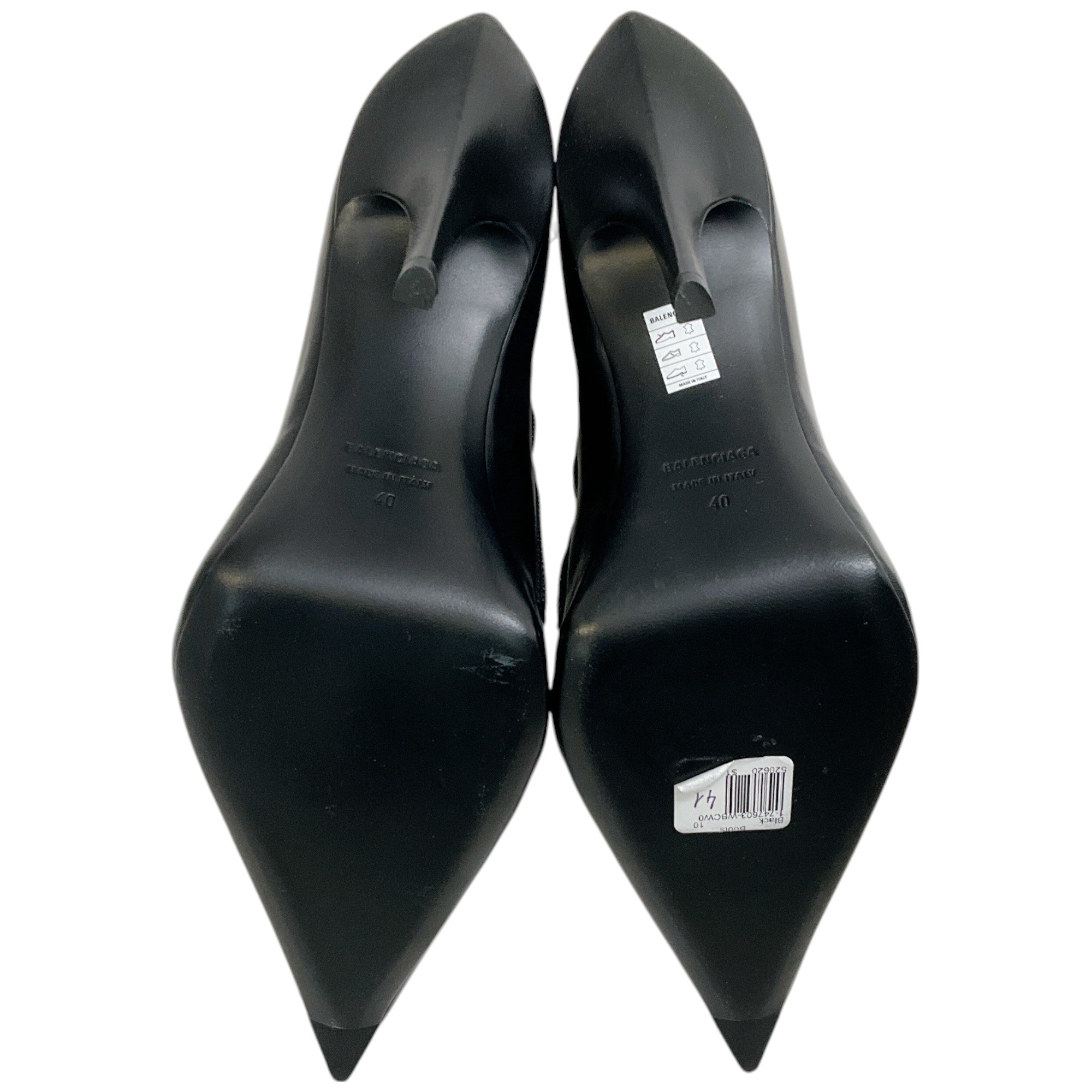 Balenciaga Black Leather Witch Booties for Women - Stylish Pointed Toe Ankle Boots for Halloween, Gothic Fashion & Night Out