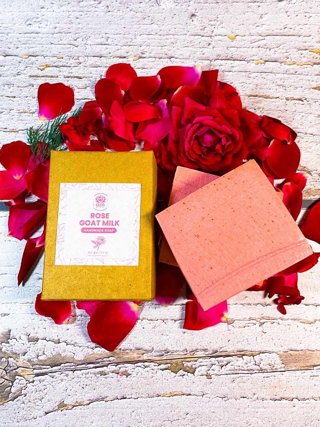 Kaaya Natural Rose Goat Milk Handmade Soap - Organic, Moisturizing & Brightening Bar for Healthy Skin | All Skin Types | Unisex | 100g (Pack of 2) | Perfect for Sensitive Skin, Dry Skin Care & Daily Facial Cleansing