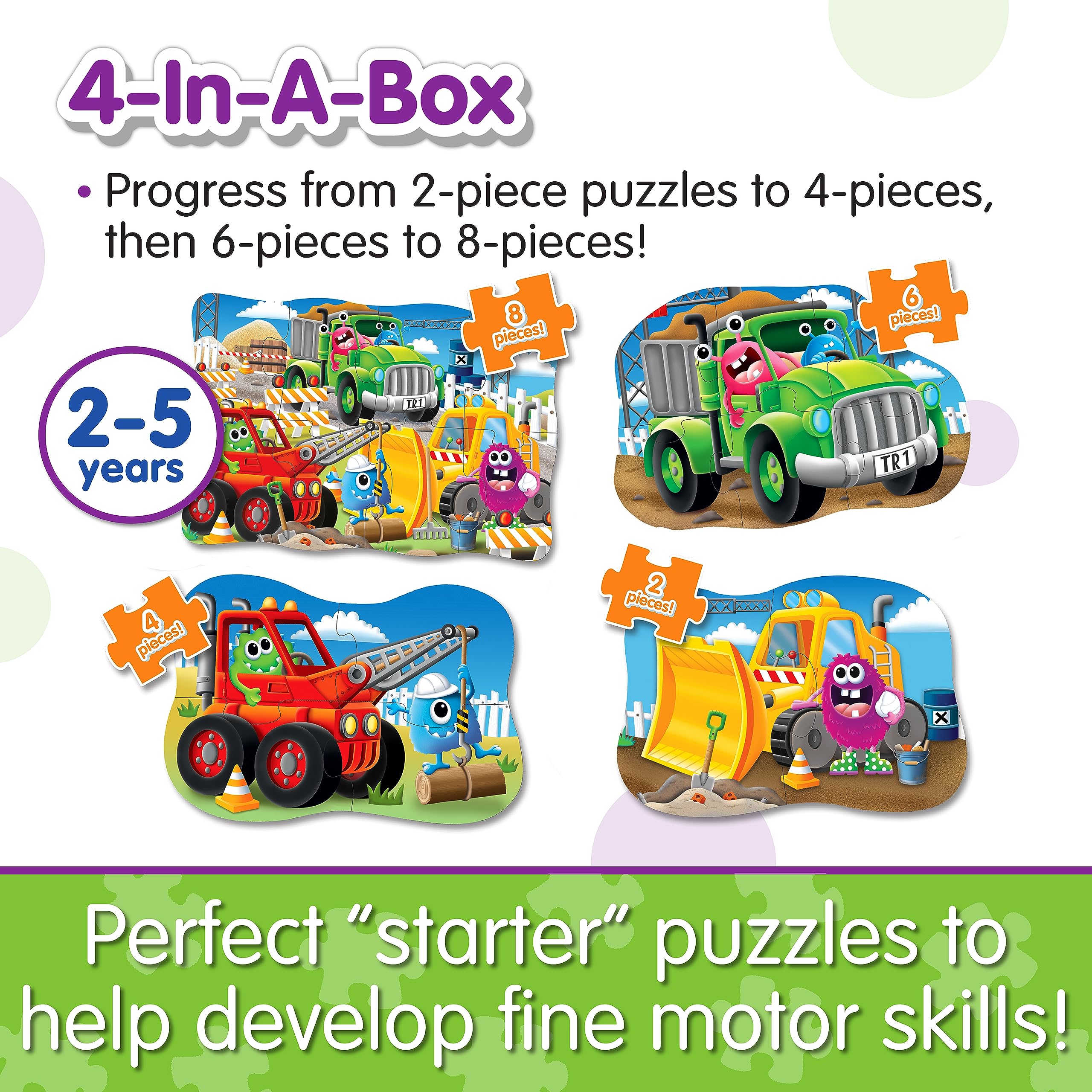 My First 4-in-1 Monster Truck Puzzle Set - Educational Toddler Toy for Boys & Girls Ages 2+ | STEM Learning Gift for Kids | Perfect for Preschool Playtime & Birthday Gifts