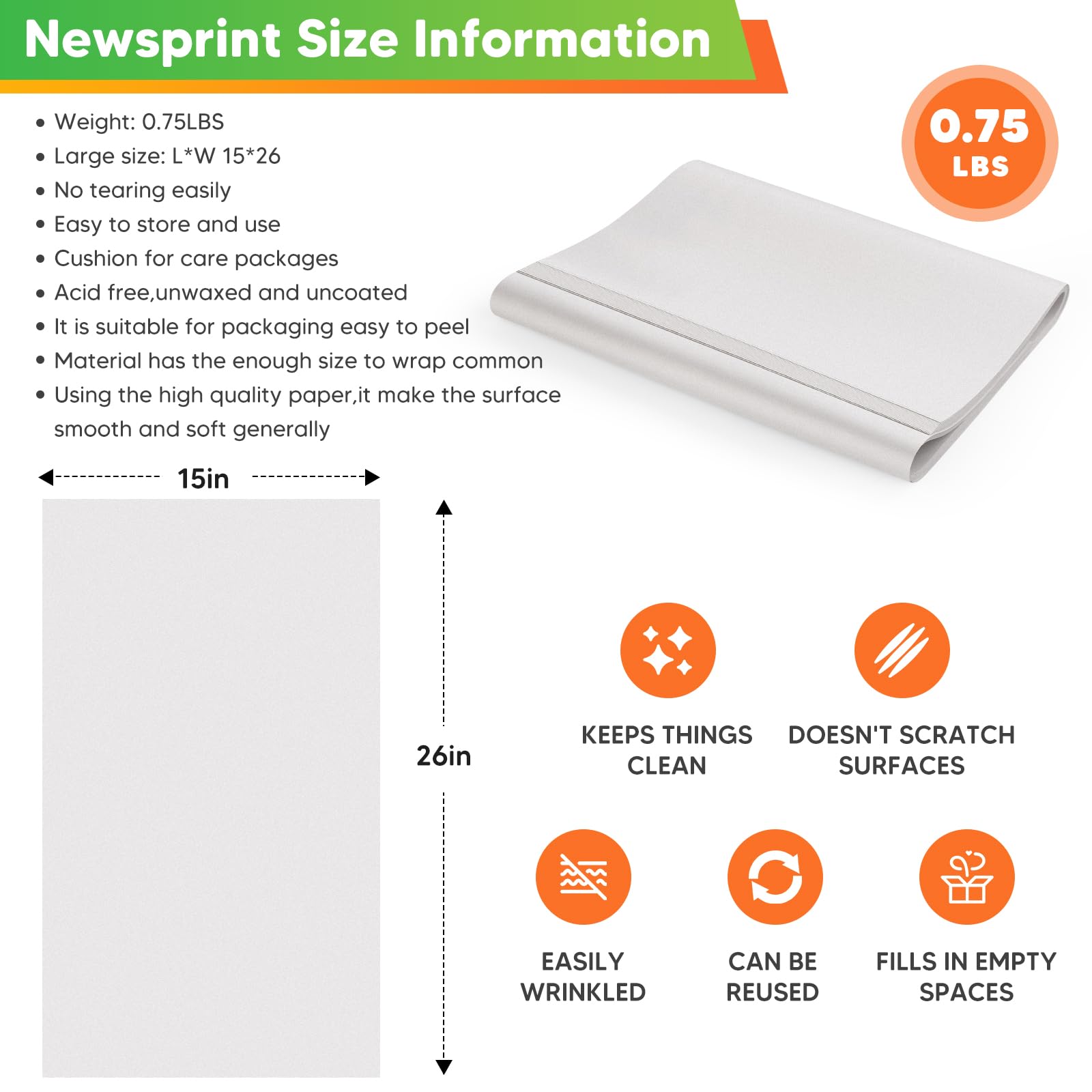 Newsprint Packing Paper for Moving Boxes - 26