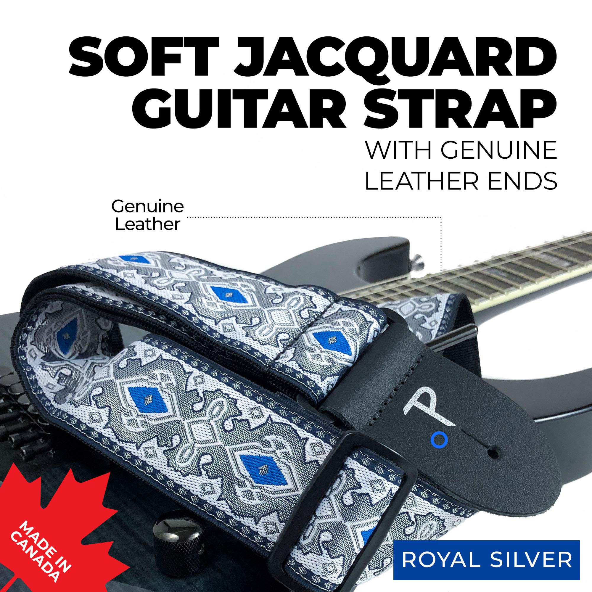 Premium Adjustable Jacquard Guitar Strap for Acoustic, Bass & Electric Guitars - Handcrafted in Canada - Perfect for Live Performances, Studio Sessions & Music Practice