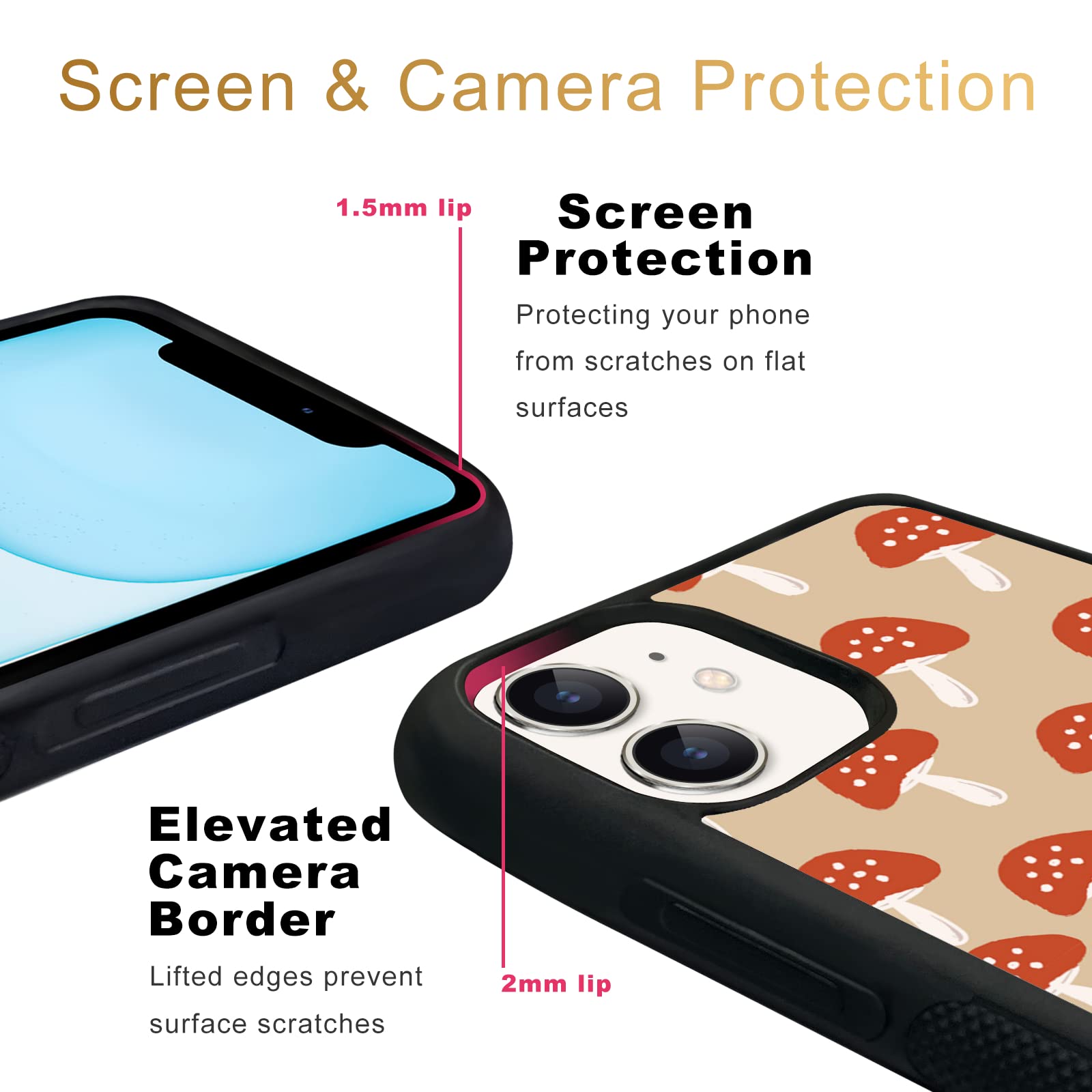 Shockproof Cute Mushroom Phone Case for iPhone 11 - Durable TPU & Aluminum Protective Cover for Men, Women, Boys & Girls | Perfect for Outdoor Activities, Daily Use & Gift Giving