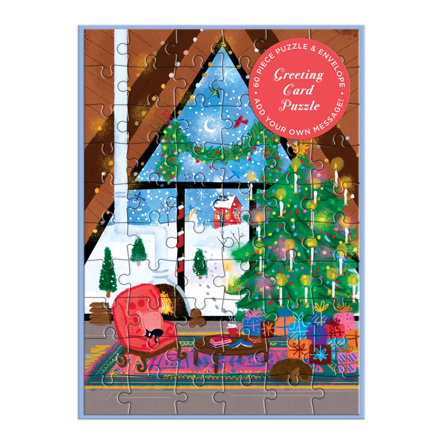Joy Laforme Cozy Cabin 60 Piece Greeting Card Jigsaw Puzzle - Perfect for Family Game Nights, Holiday Gifts & Relaxing Indoor Activities