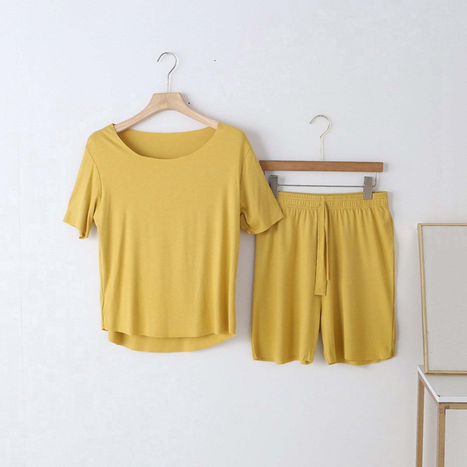 Women's 2-Piece Pajama Set - Soft Summer Short Sleeve Crewneck Lounge Set with Comfy Tops & Shorts for Sleep, Relaxing at Home, and Vacation Wear