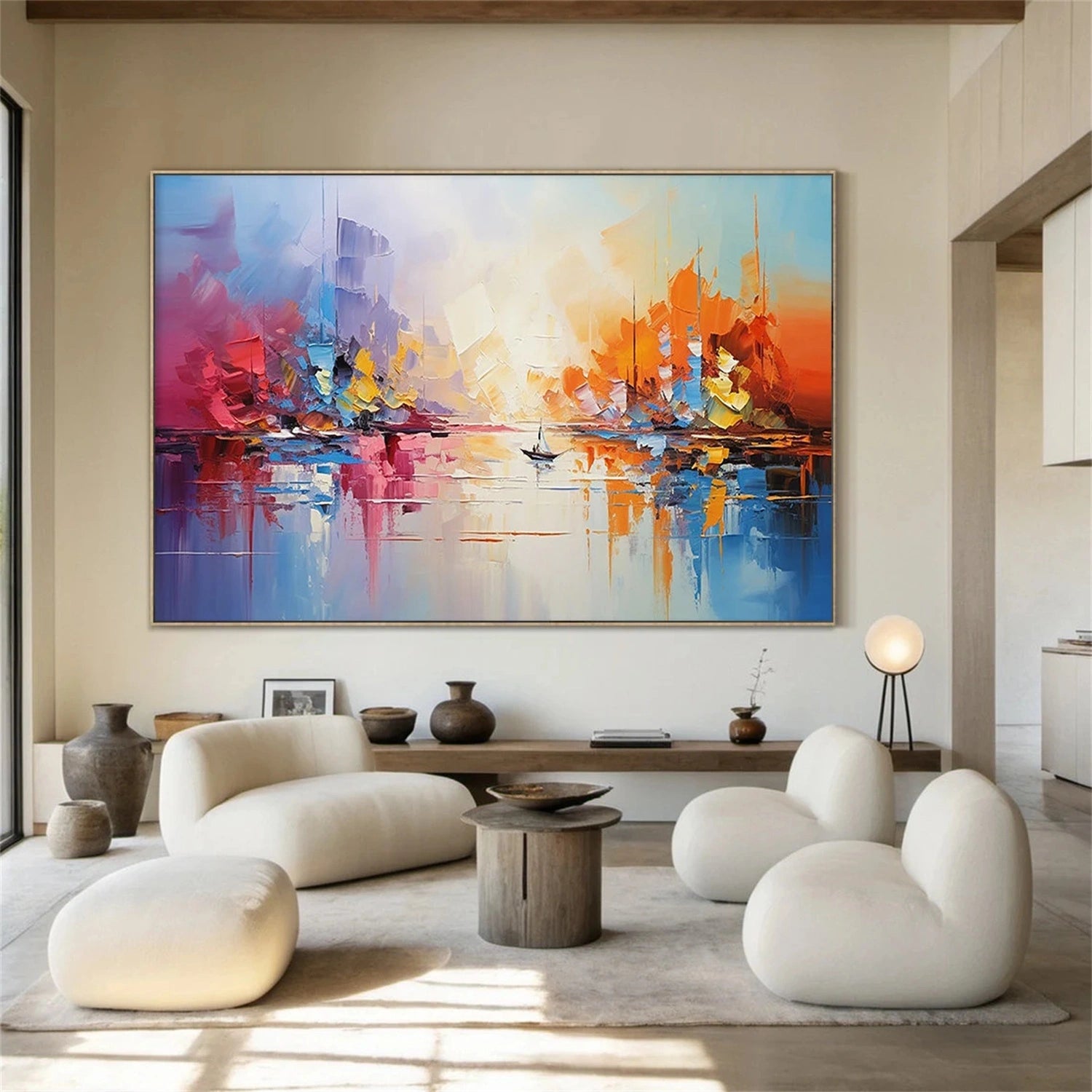 Abstract Painting #AB 303 - Modern Wall Art Decor for Living Room, Bedroom & Office - Handmade Canvas Artwork