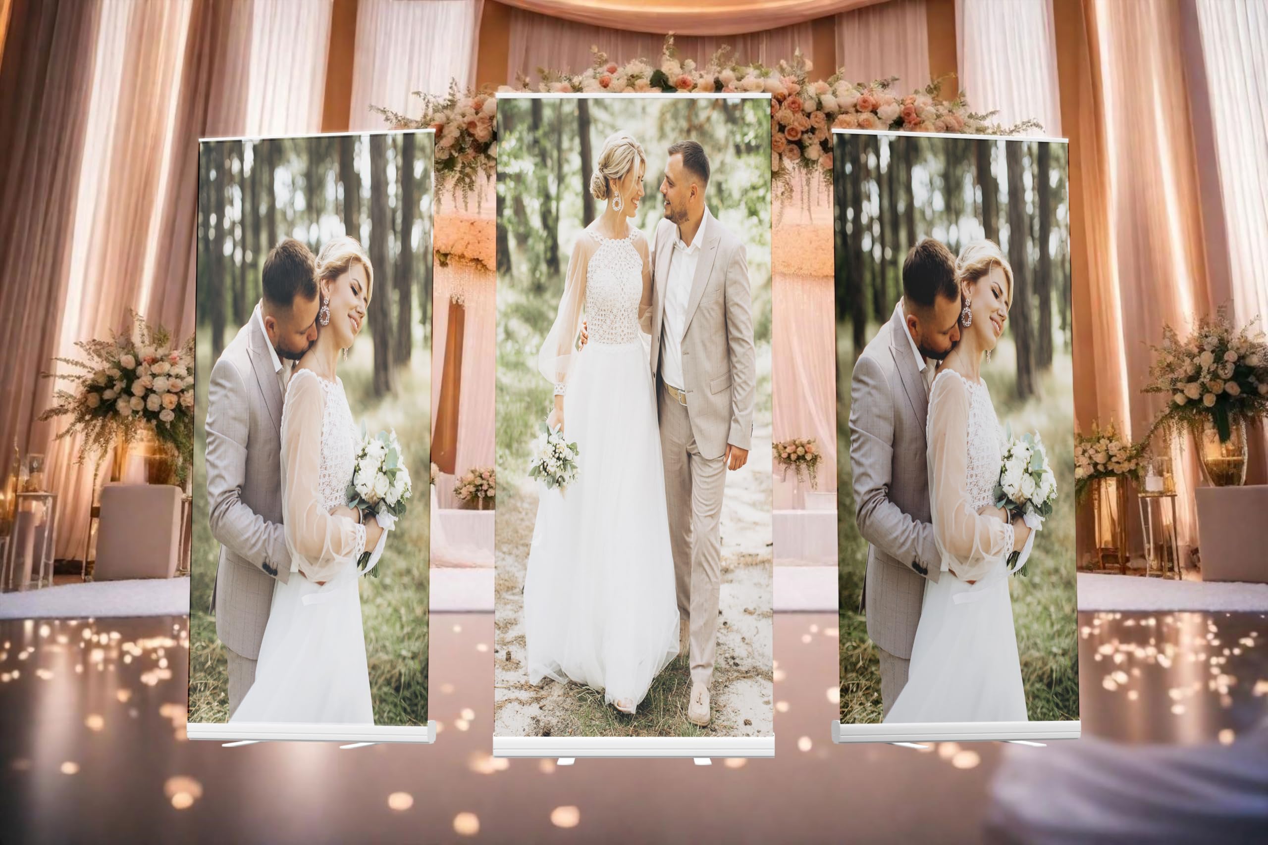 Custom Wedding Retractable Banner Stand with Full Color Print - Complete Package (Stand + Print + Carrying Bag) | Elegant Wedding Display & Signage for Ceremonies, Receptions, and Photo Backdrops