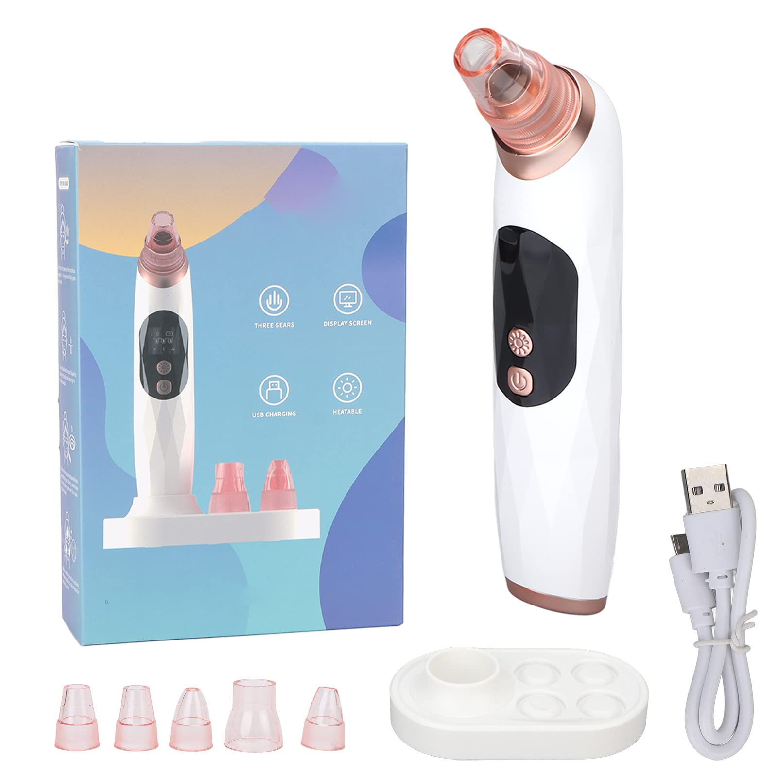 Electric Blackhead Remover Vacuum Pore Cleaner - Professional Comedone Extractor with 5 Suction Tips for Face & Nose - Perfect for Deep Cleansing & Acne Treatment at Home or Salon