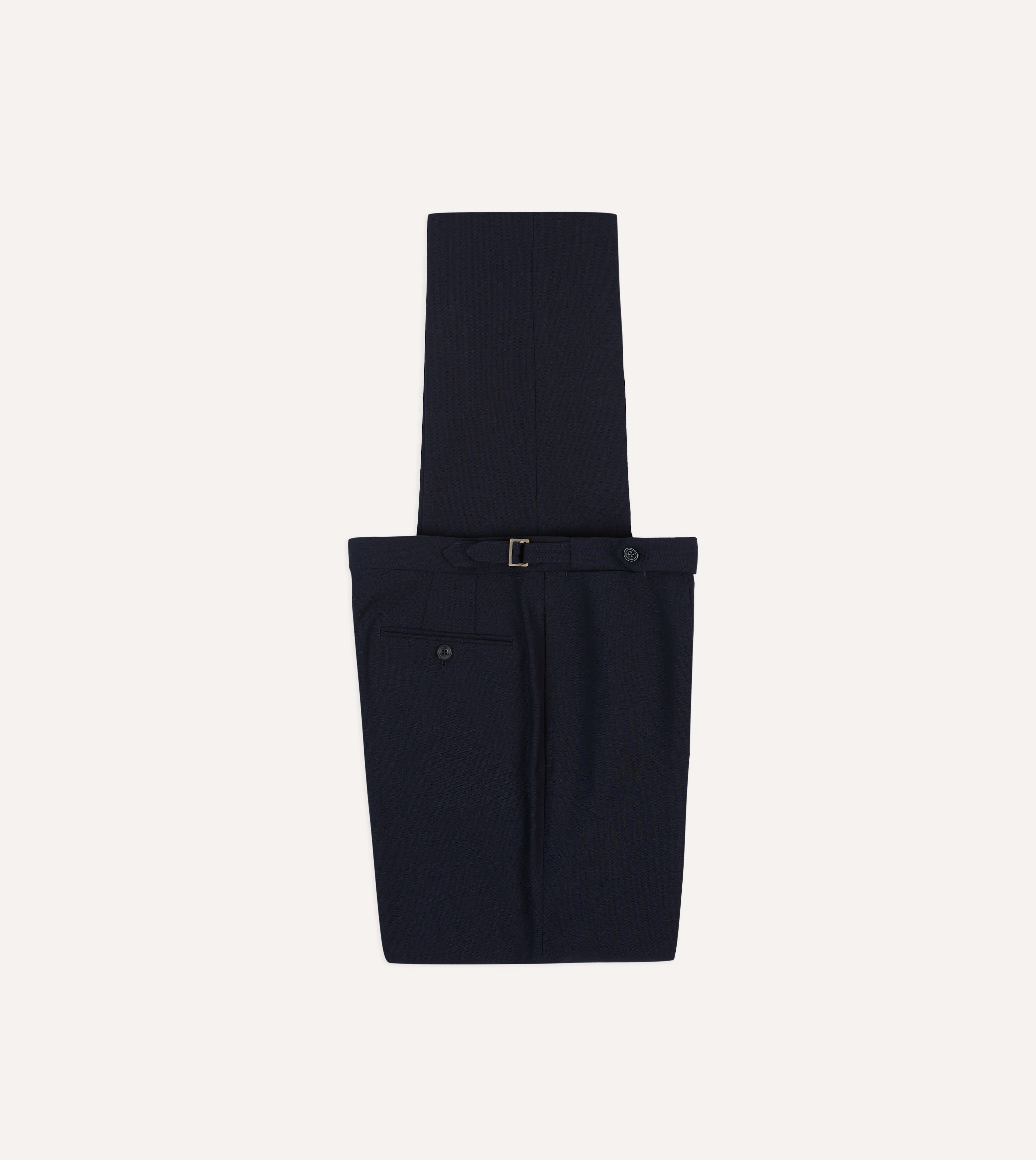 Premium Navy Blue Tropical Wool Single Pleat Dress Pants for Men - Business Casual & Office Wear - Comfortable & Breathable for Warm Weather