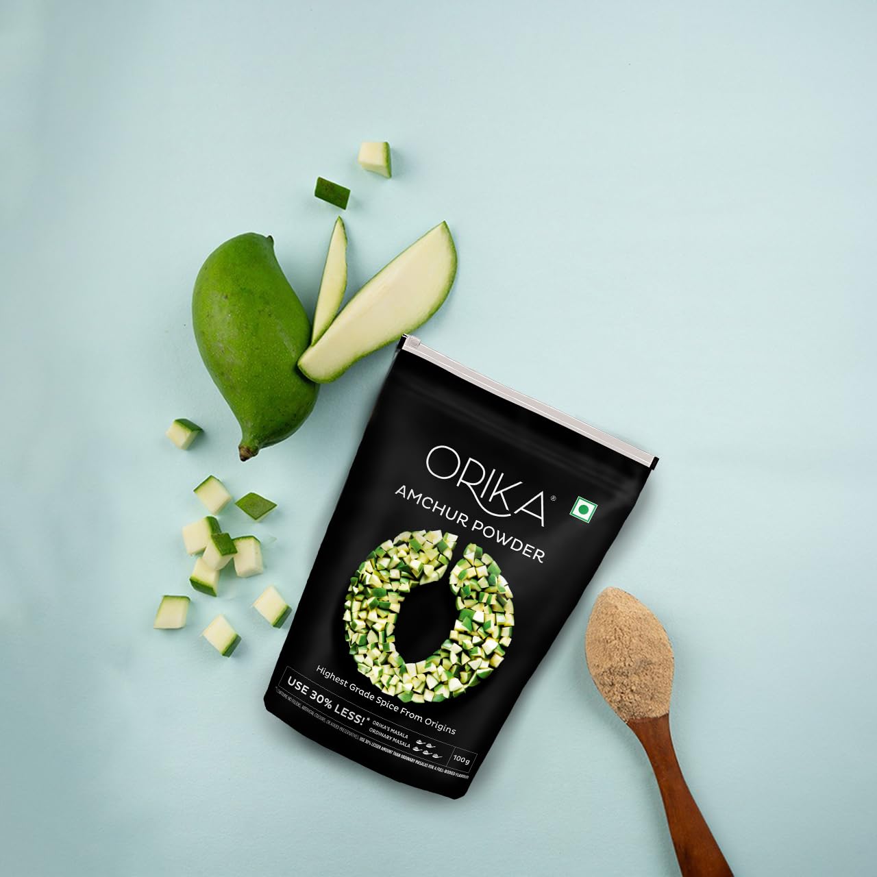 Orika Amchur Powder 100g - Premium Dried Mango Powder for Cooking, Chutneys & Marinades - Vegan, Gluten-Free & Natural Flavor Enhancer - Perfect for Indian, Pakistani & Middle Eastern Cuisine