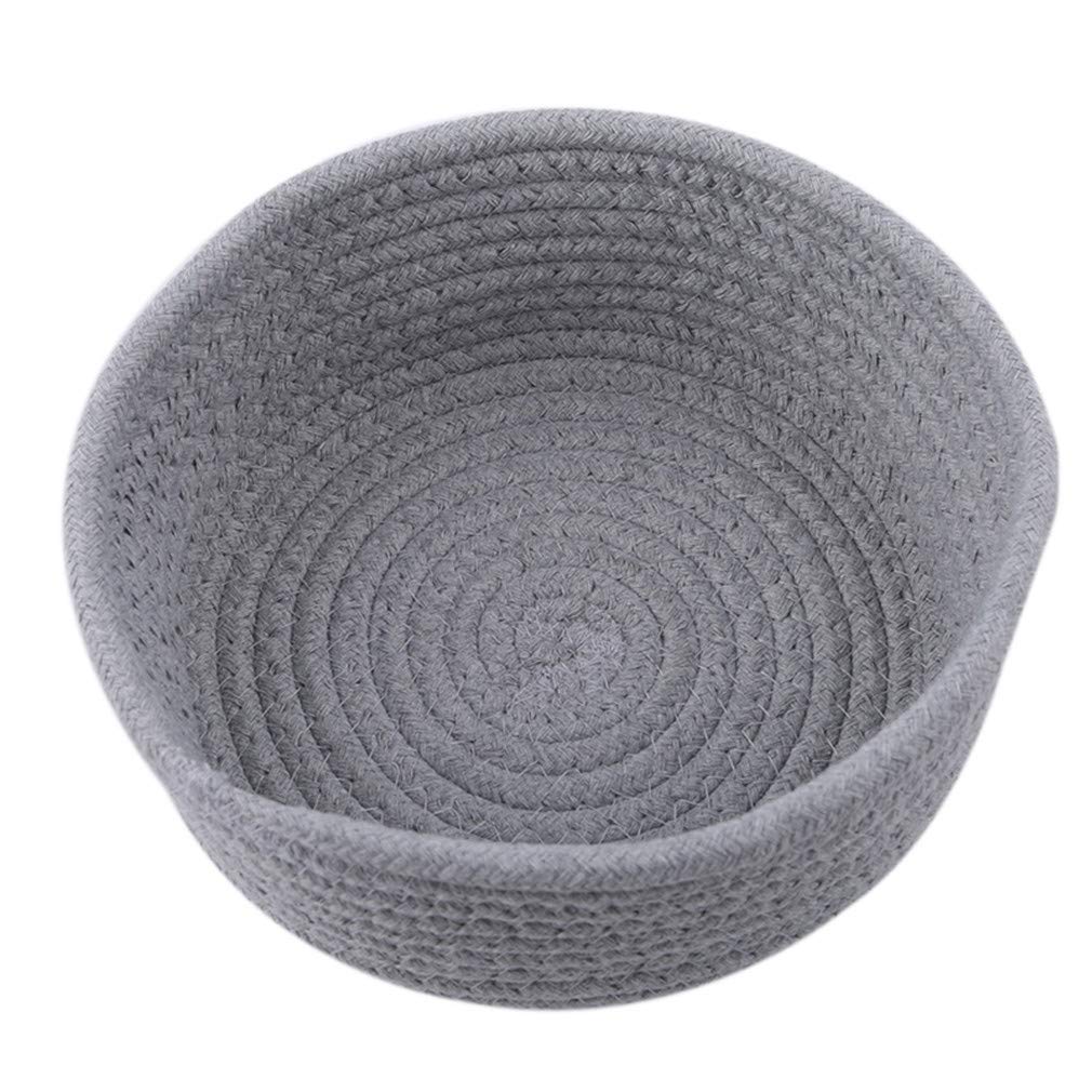 Iumer Round Woven Storage Basket - Cotton Rope Snack & Food Organizer, Soft Gray Home Decor for Kitchen, Living Room, Bathroom Storage