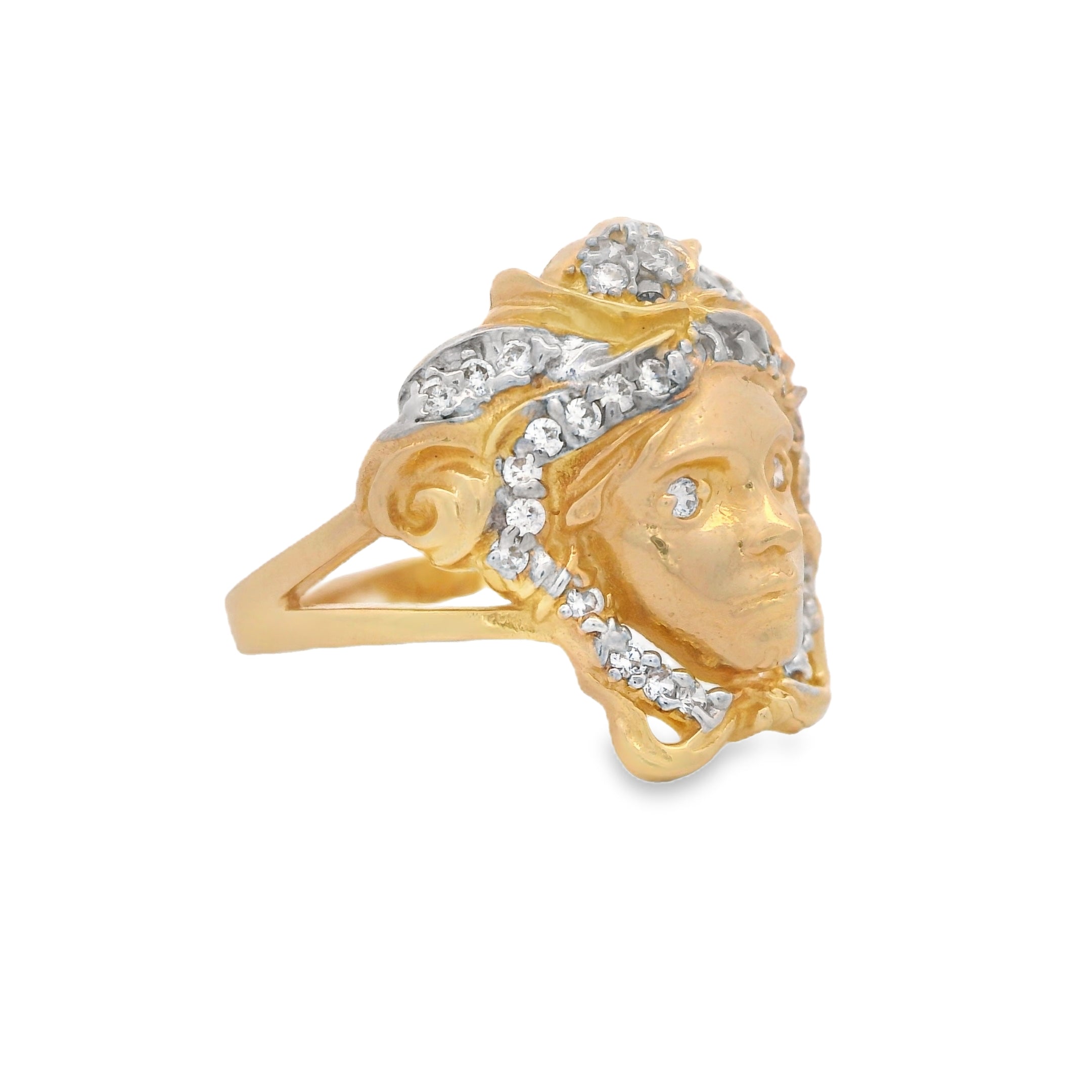 14K Gold CZ Medusa Ring for Women - Elegant Snake Design Fashion Jewelry - Perfect for Parties, Weddings & Special Occasions