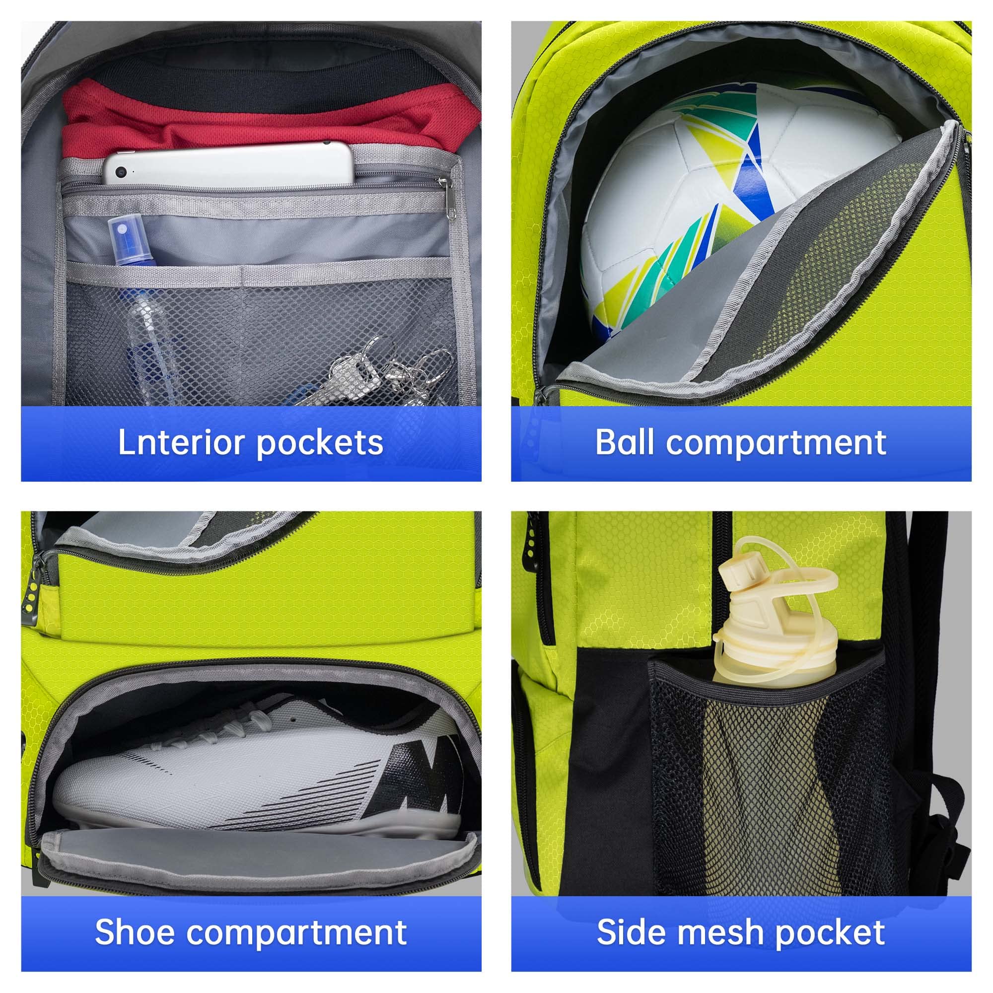 Mkour Soccer Backpack - Waterproof Sports Bag for Football, Basketball & Volleyball with Ball Compartment & Holder - Perfect for Training, Games & Travel